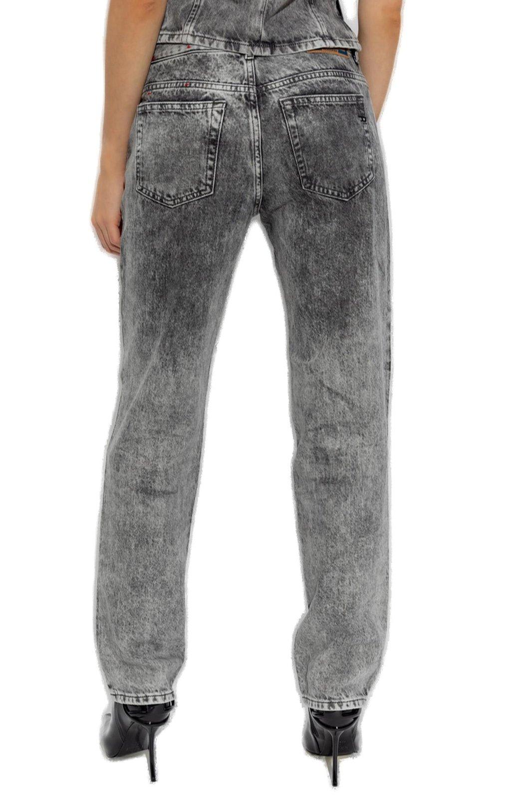 Diesel Straight Fit Trousers Faded Wash In Black/denim