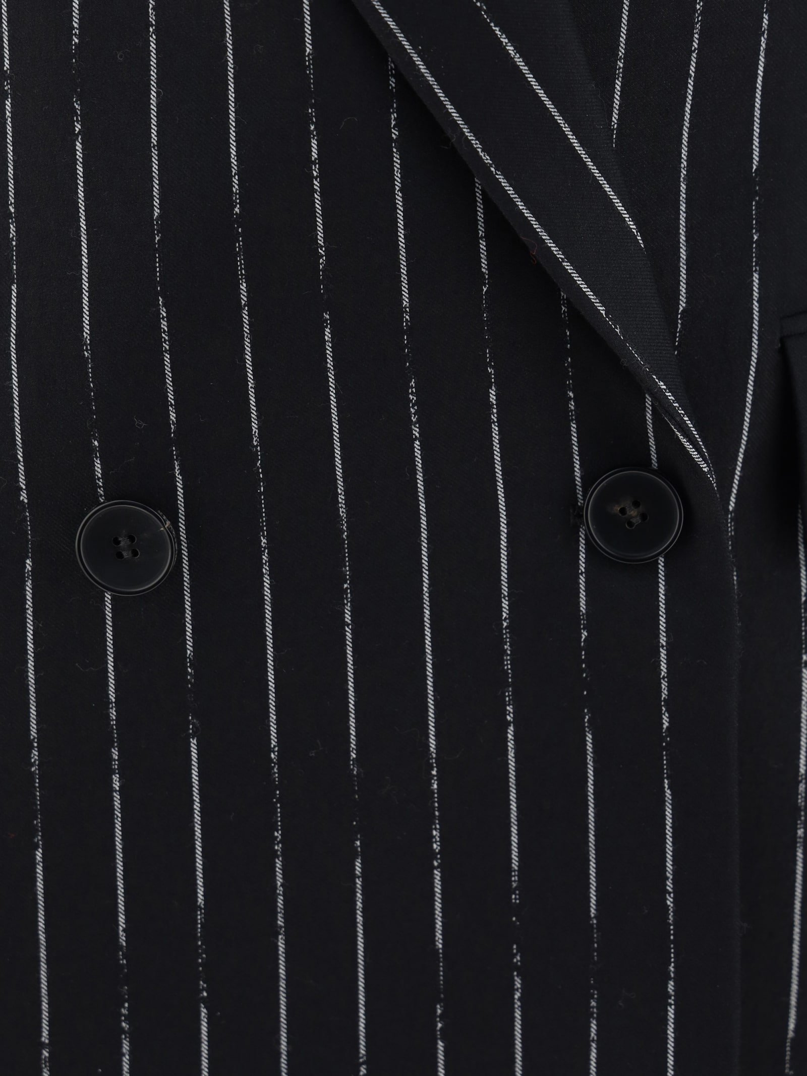 Alexander Mcqueen Pinstripe Tailored Jacket With Double-breasted Front In Black/ivory
