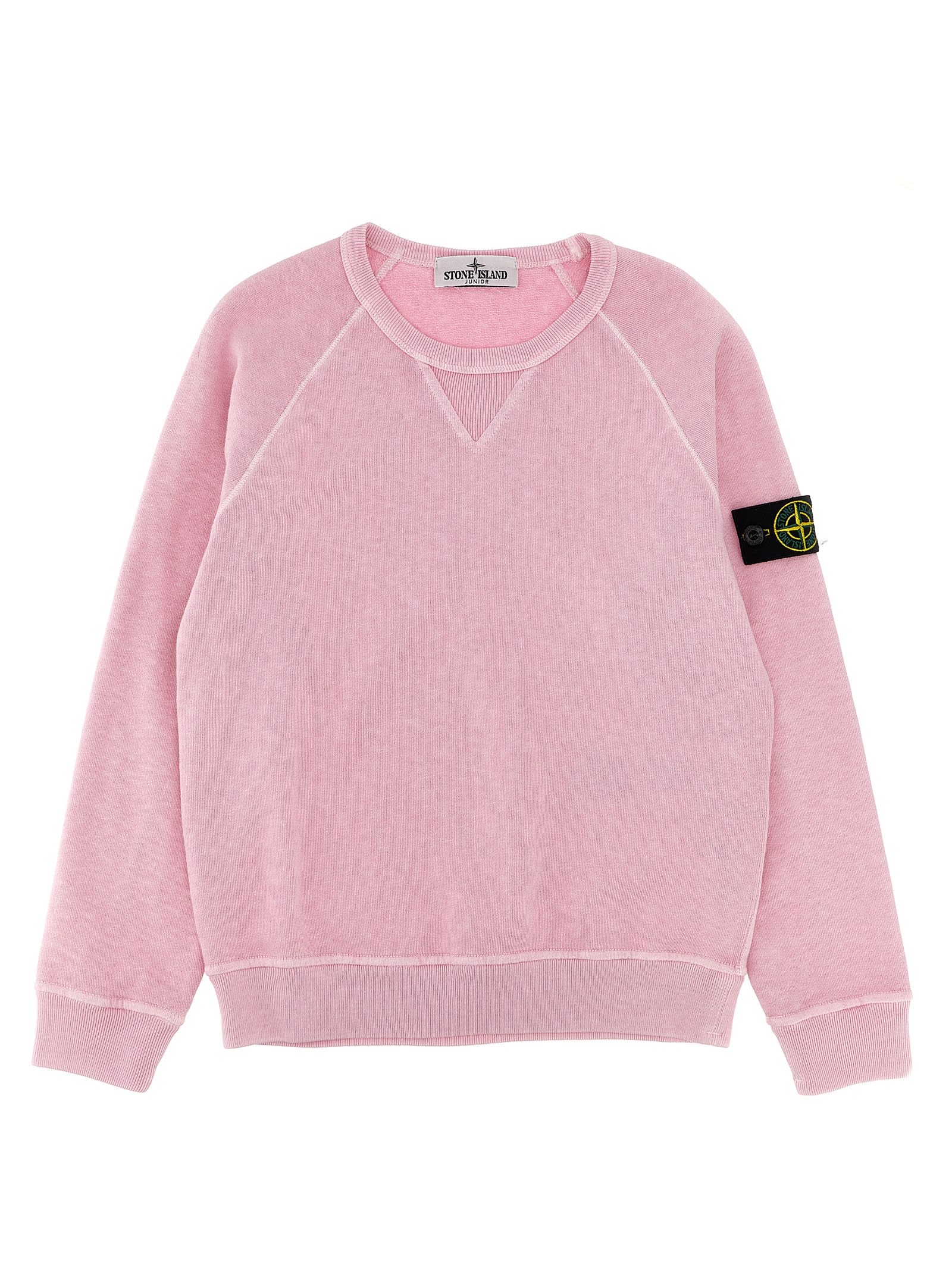 Shop Stone Island Junior Logo Badge Sweatshirt In Pink