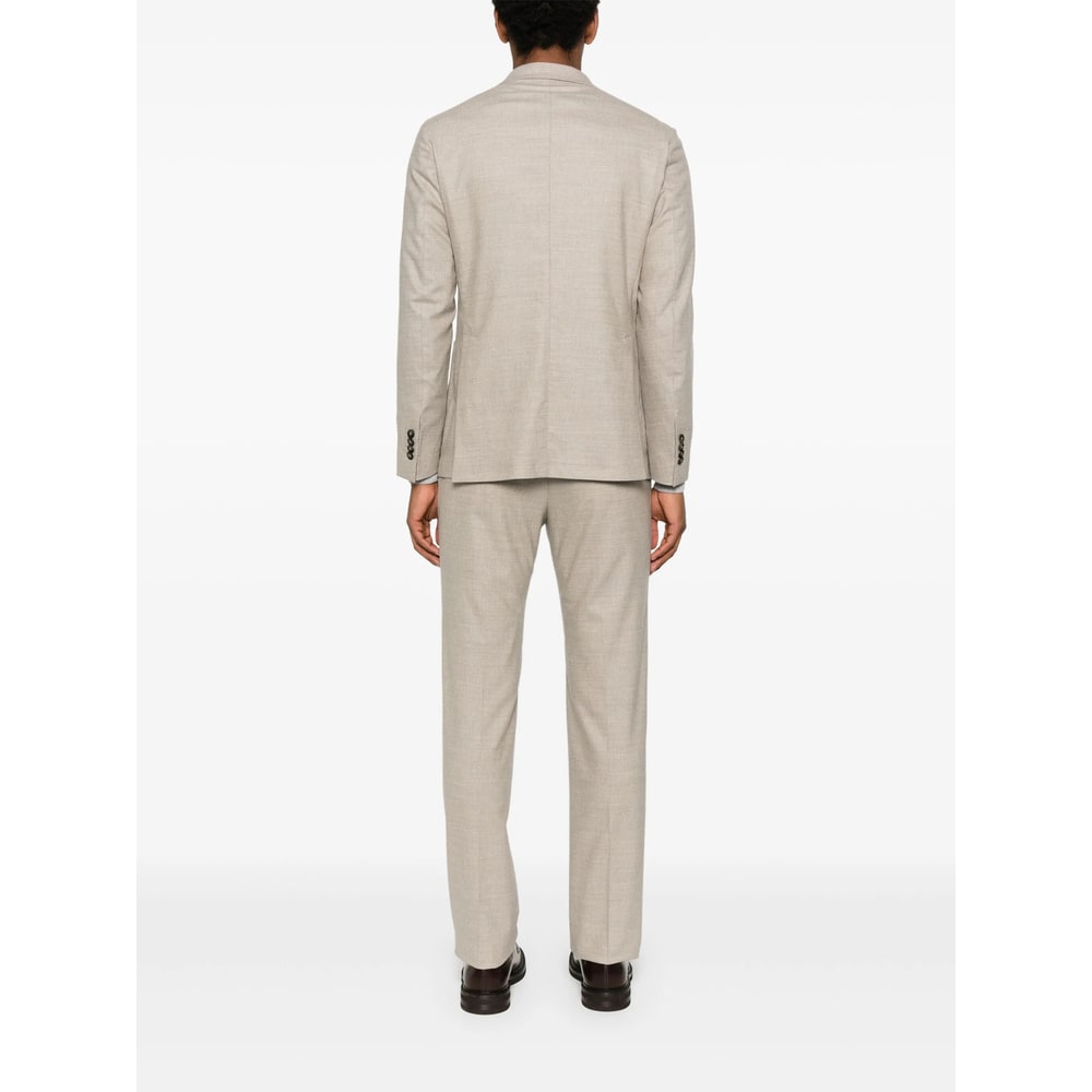Tagliatore Long Sleeve Blazer And Belt Loop Pants Set In Neutral