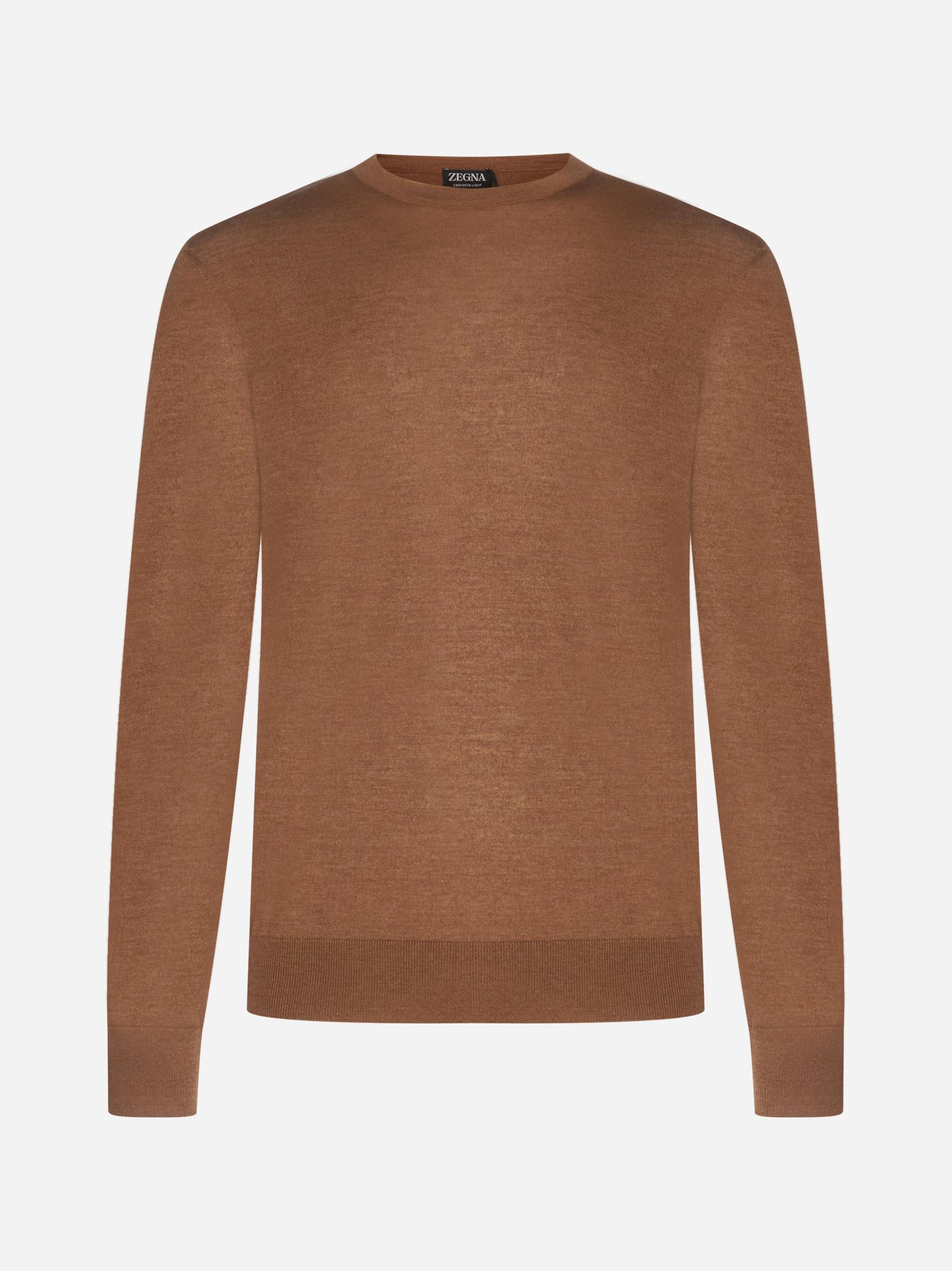 Shop Zegna Cashmere And Silk Sweater In Brown