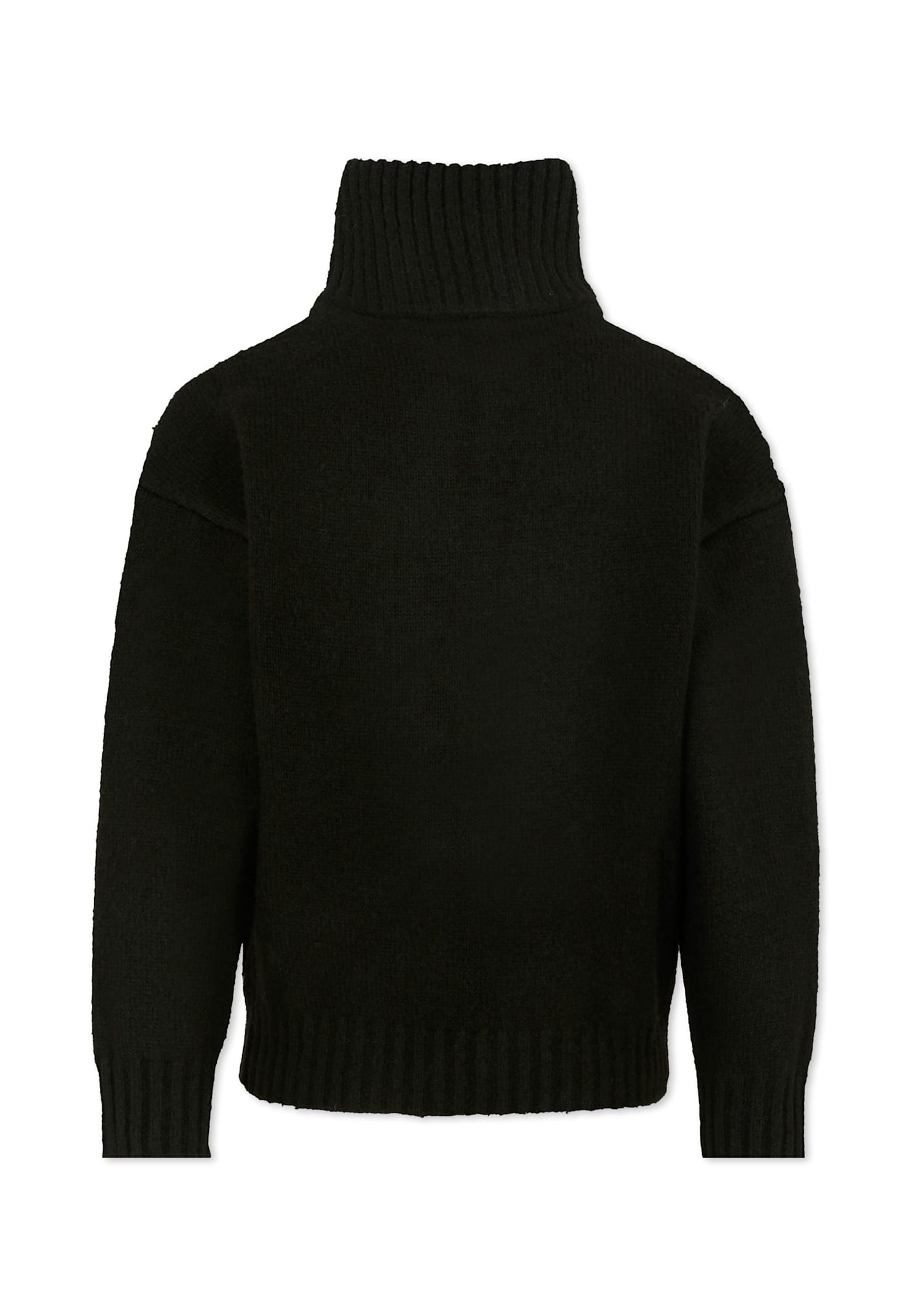 Hugo Boss Black Turtleneck For Boy With Logo In Black