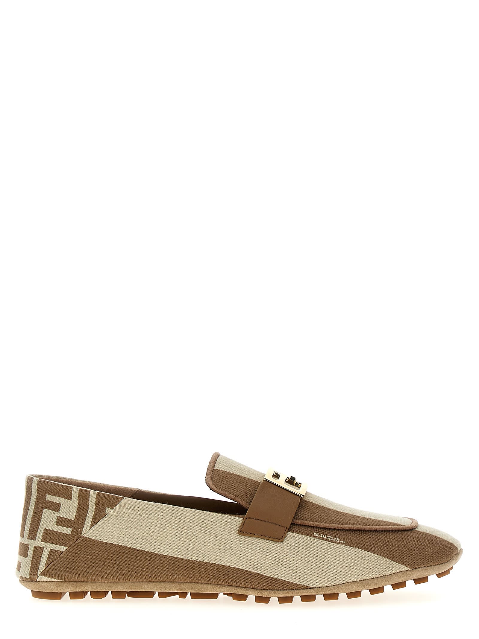 Shop Fendi Baguette Loafers In Beige