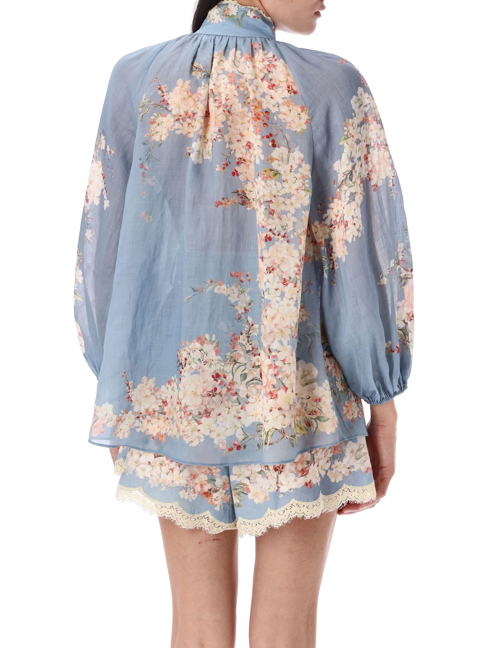 Zimmermann Cascadian Billow Blouse In Blue