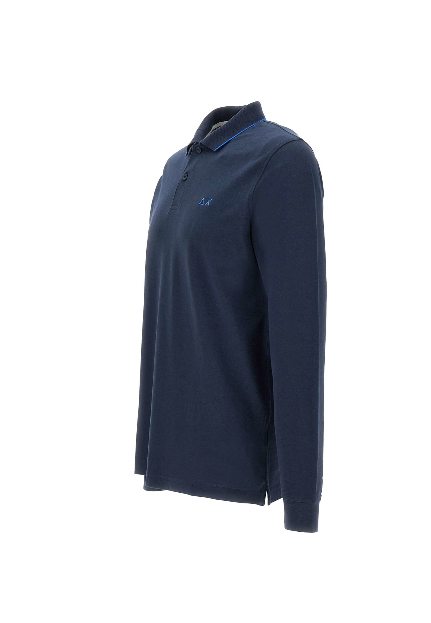 Shop Sun 68 Small Stripes Cotton Polo Shirt In Blue