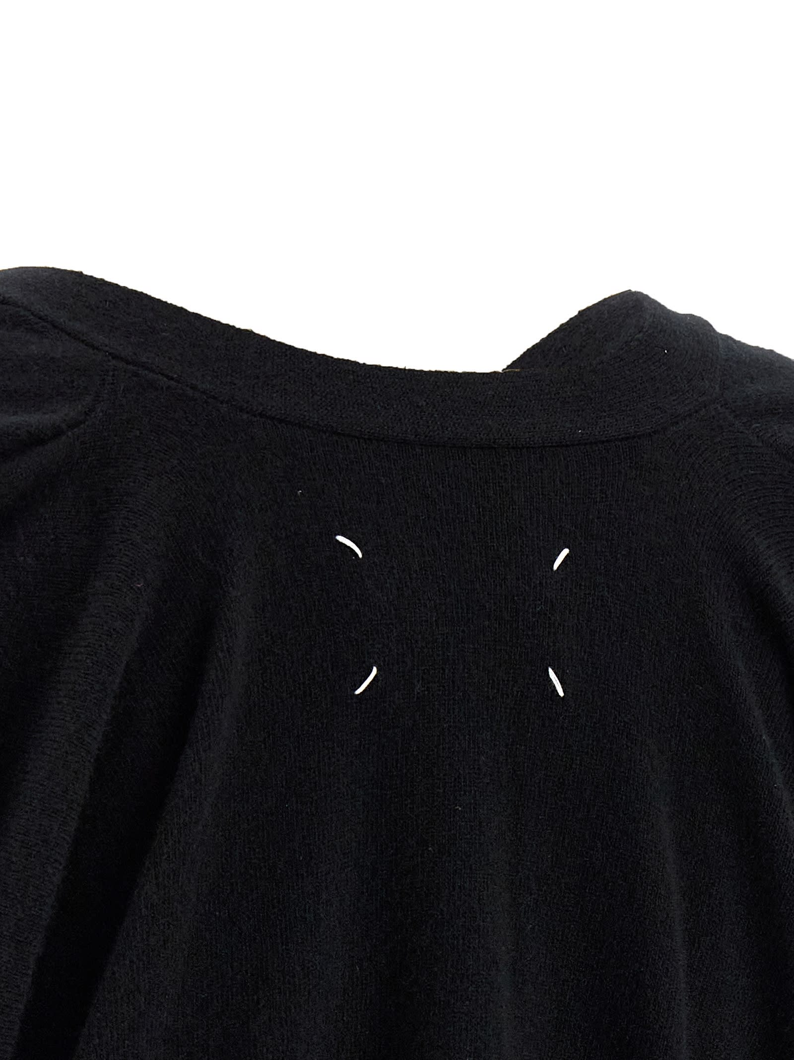 Maison Margiela V-neck Cardigan Featuring Patch Pockets In Black