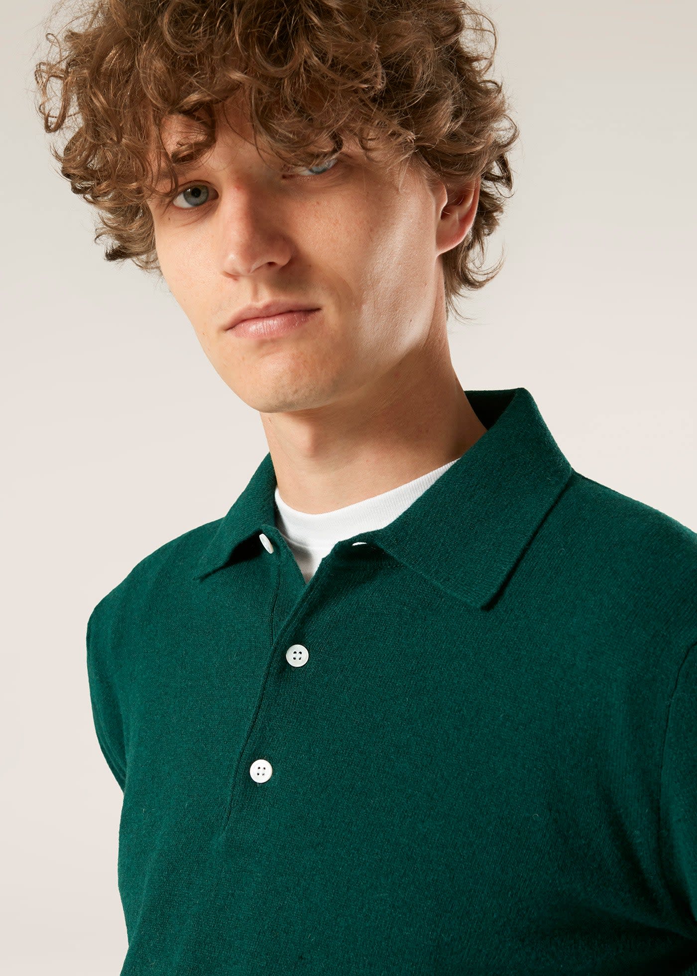 Shop Doppiaa Aaric Green Wool Polo Shirt