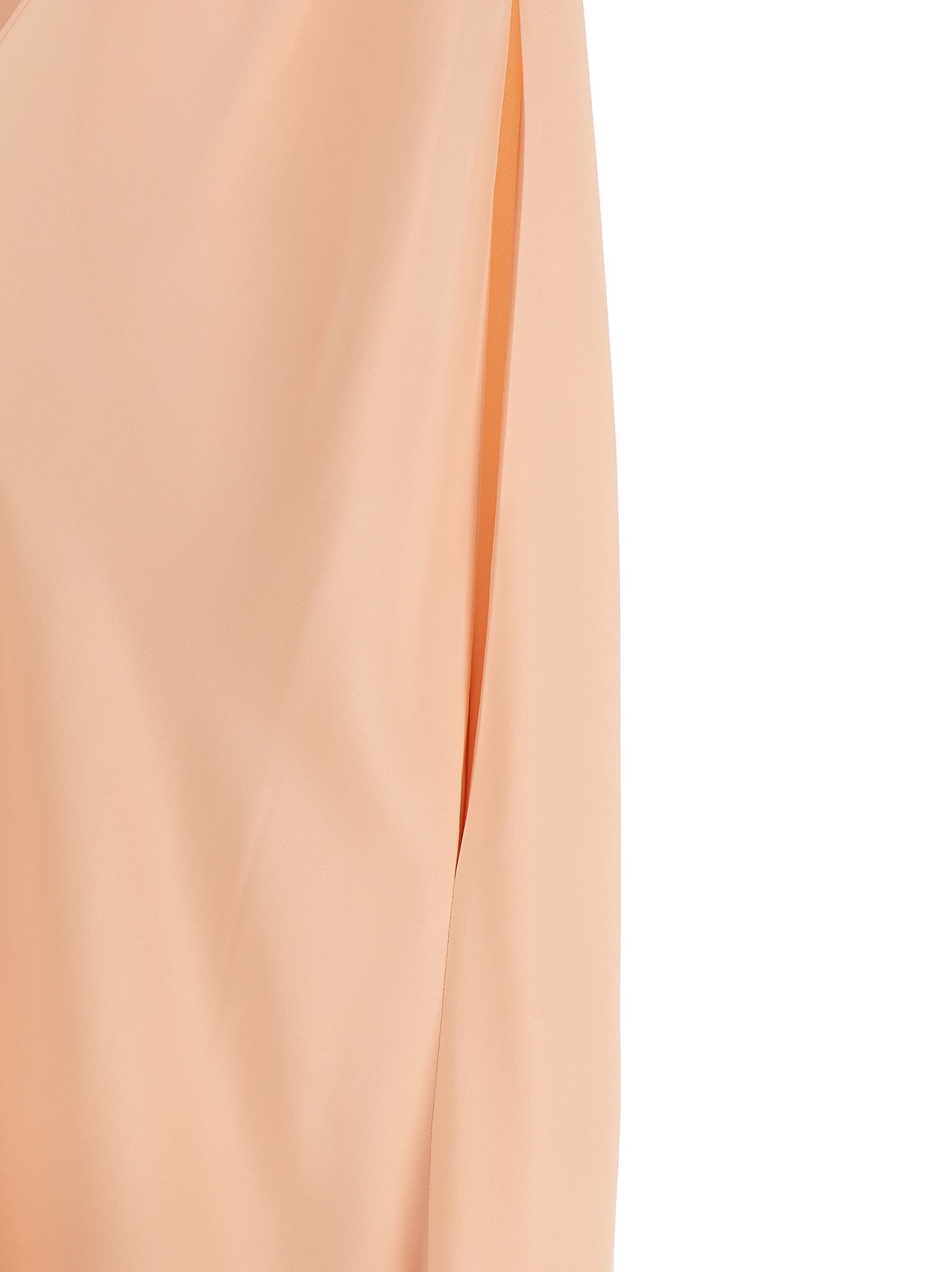 Max Mara Managua Silk Long Dress With Silk Cape And Metal Detail In Pink