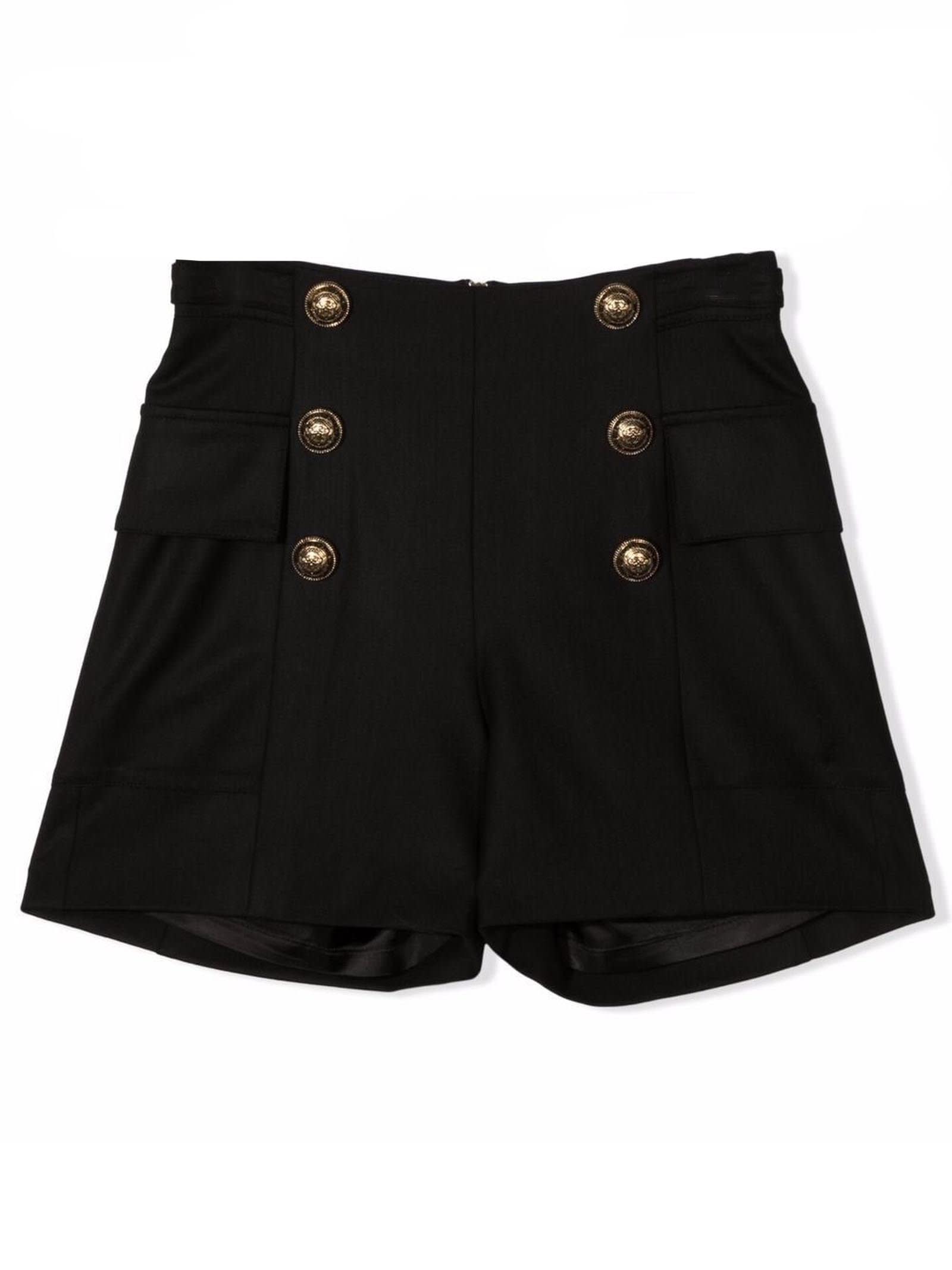 Balmain Black Virgin Wool Blend Shorts