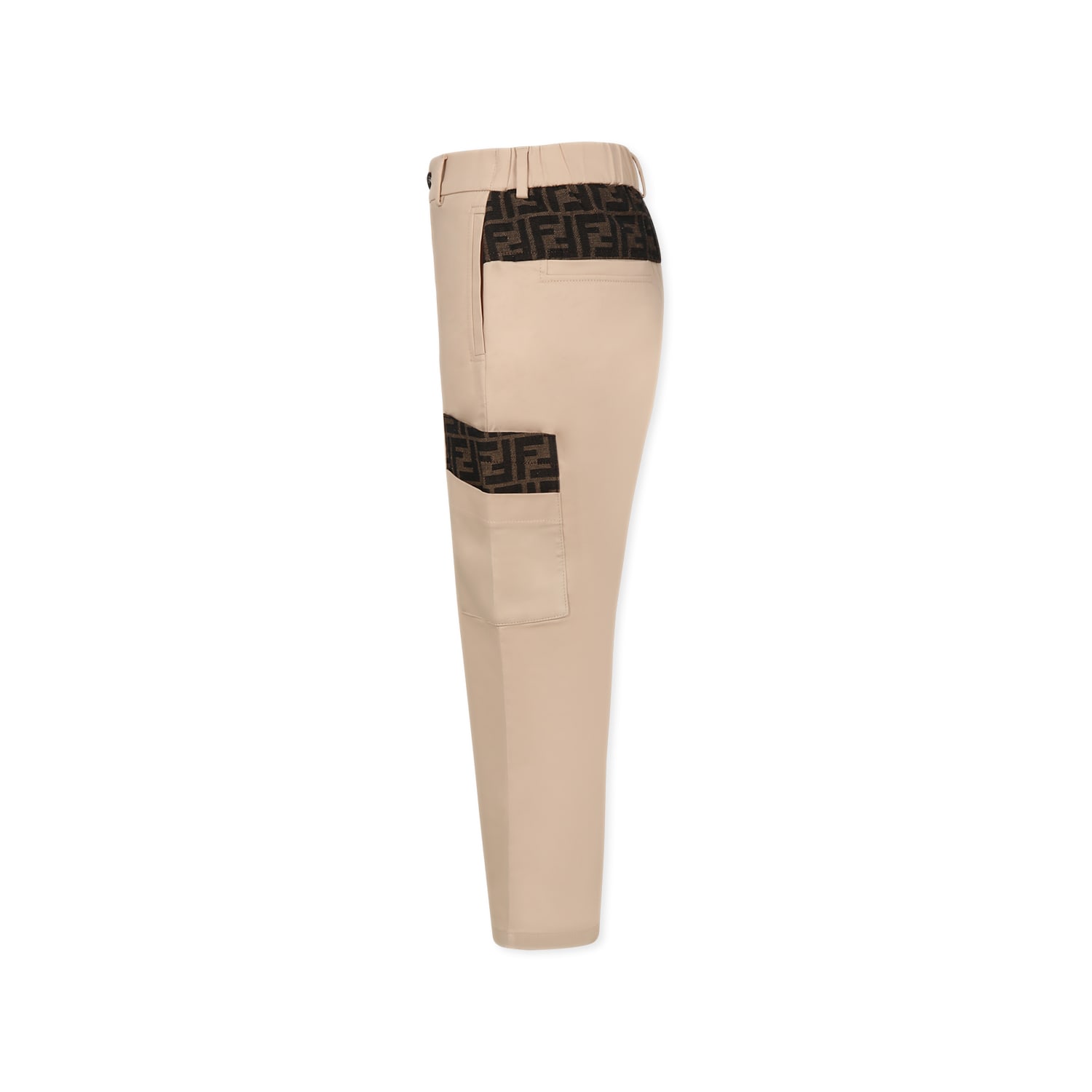 Fendi Beige Trousers For Boy With Ff In Beige