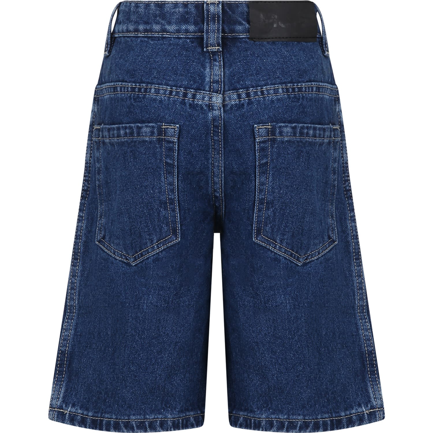 Shop Molo Blue Shorts For Boy With Logo In Denim