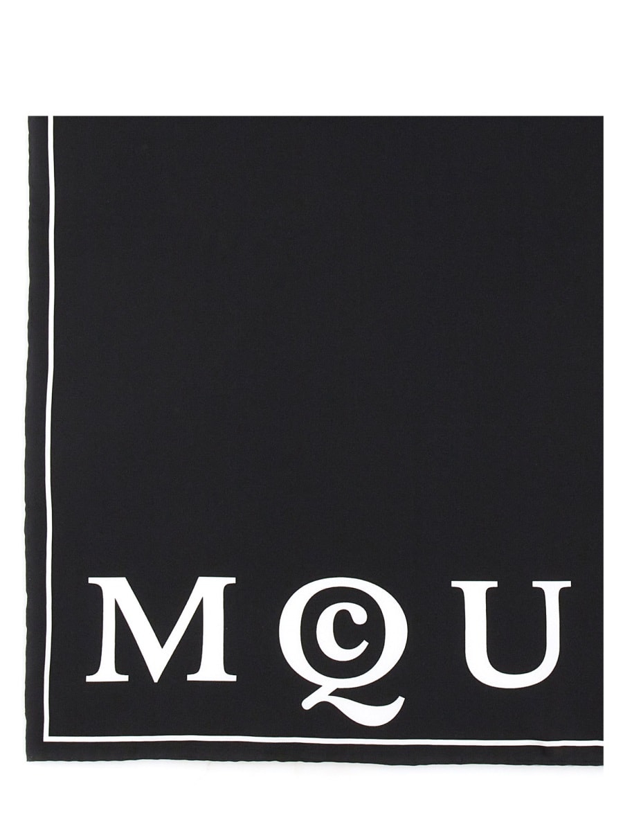 Shop Alexander Mcqueen Silk Scarf In Black