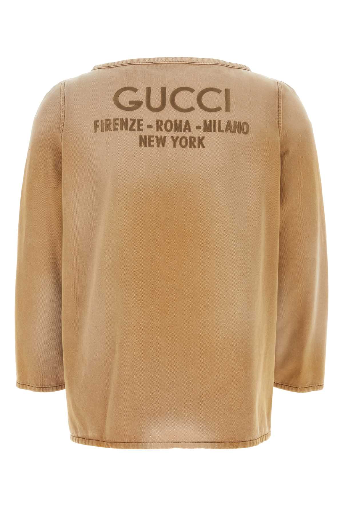Gucci Beige Cotton Oversize T-shirt In Dustybrown