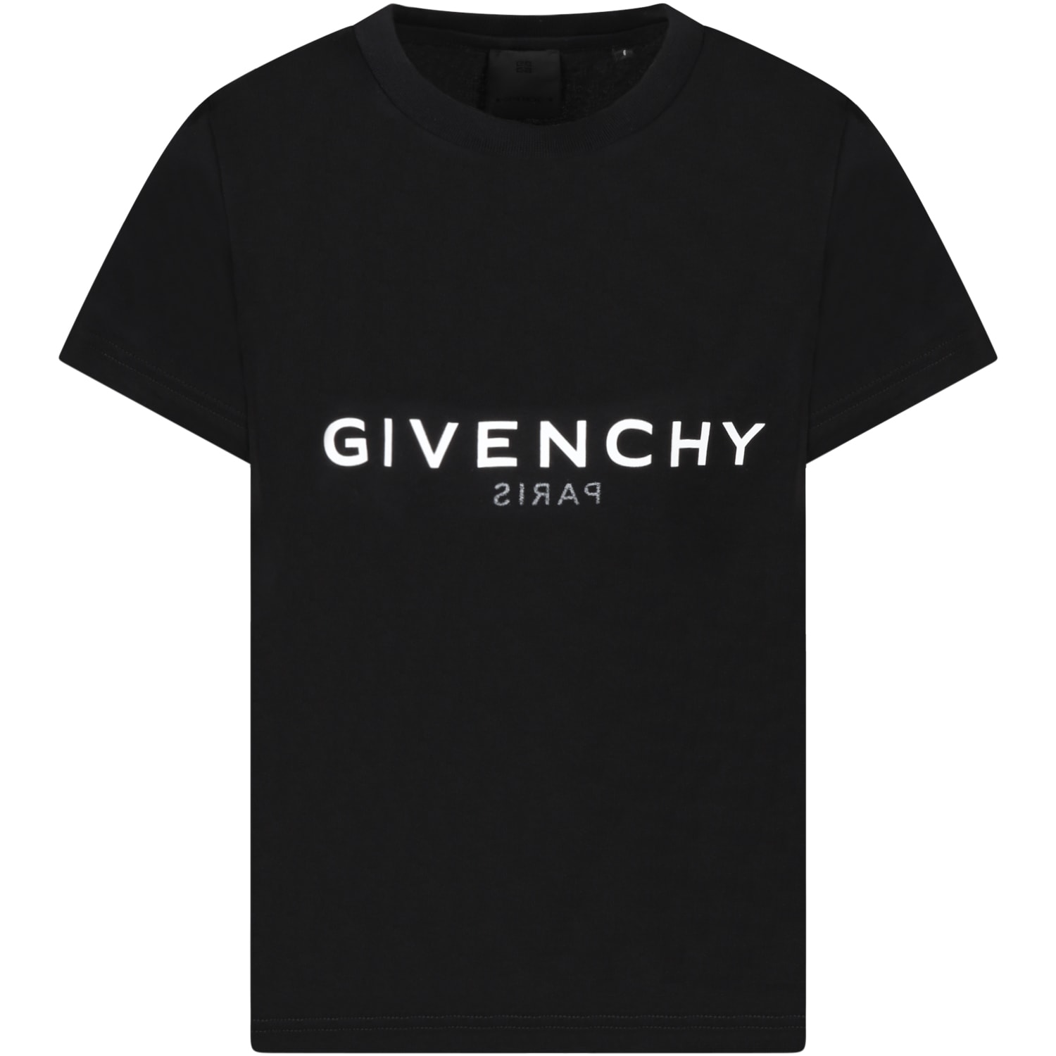 Givenchy Black T-shirt For Kids With White And Gray Logo