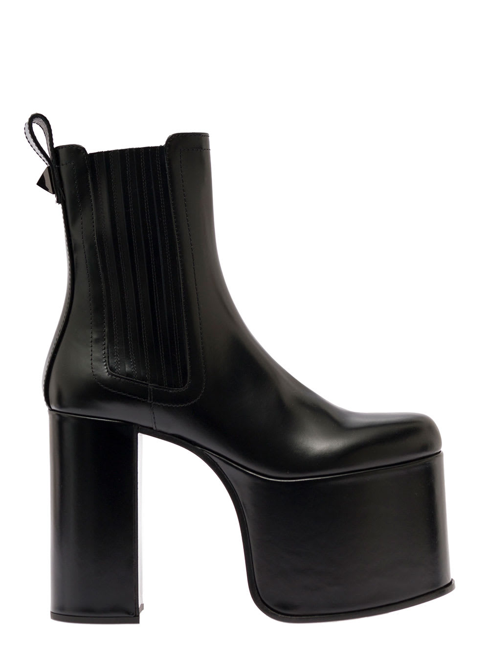 Club Black Platform Ankle Boot With Maxi Stud Detail In Leather Woman Valentino Garavani