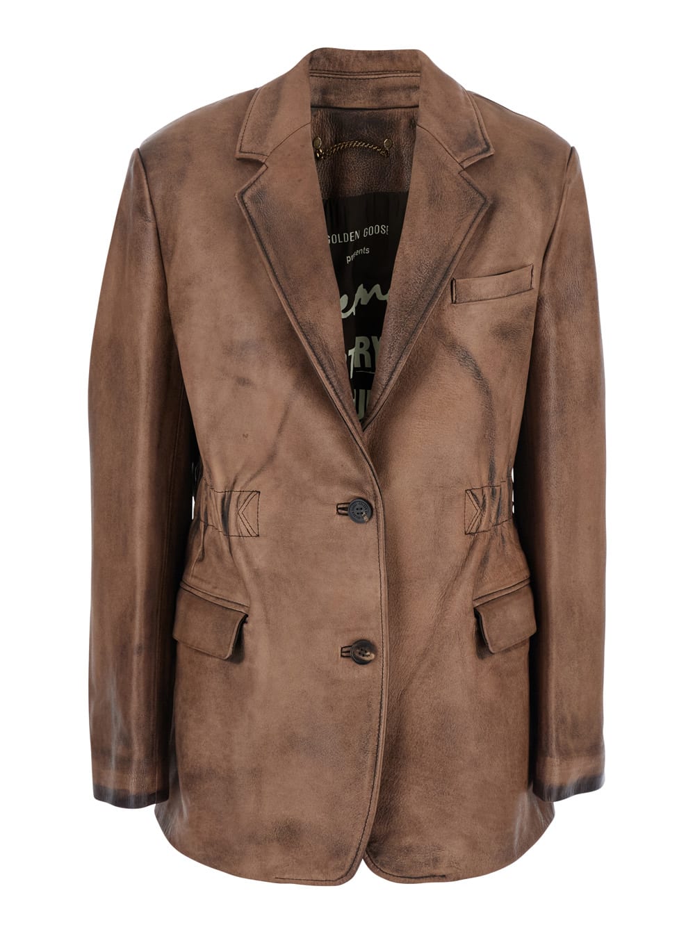 Golden Goose Journey Ws Elasticated Jacket Opalette Removed Calf Leather In Brown