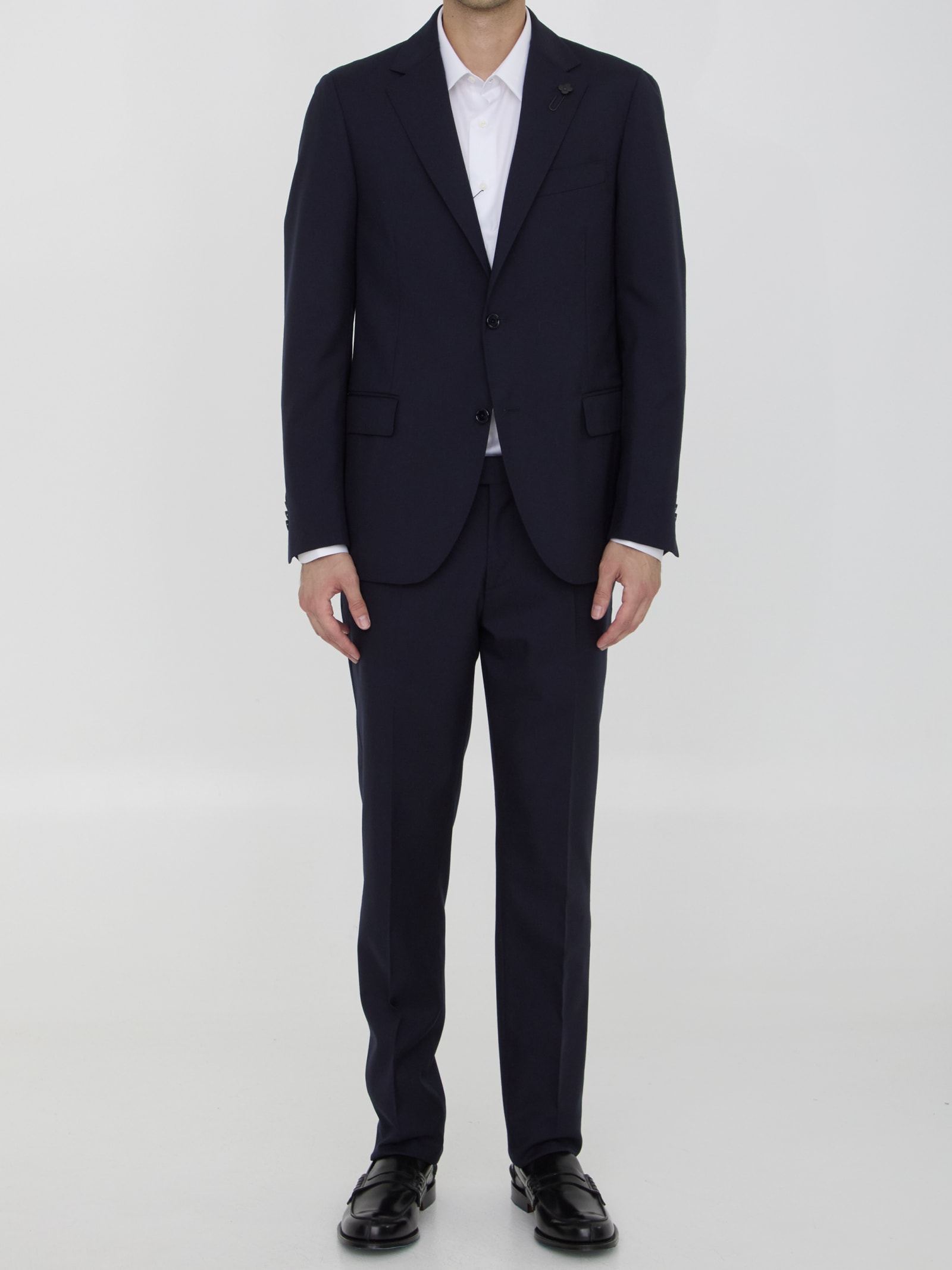 Shop Lardini Two-piece Suit In Virgin Wool In Blue