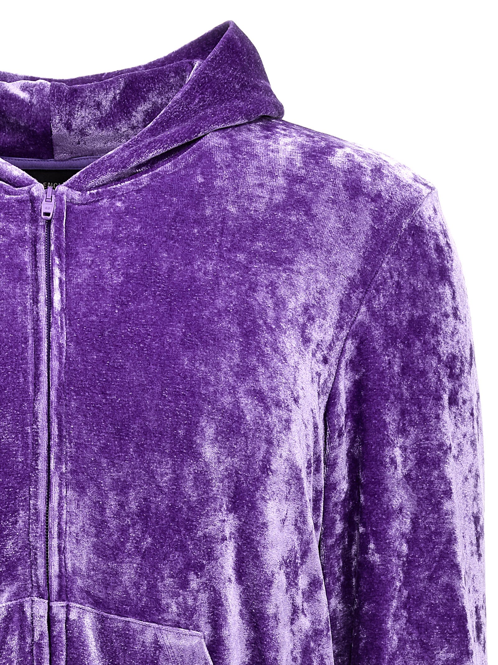Shop Balenciaga Sequin Velvet Hoodie In Purple