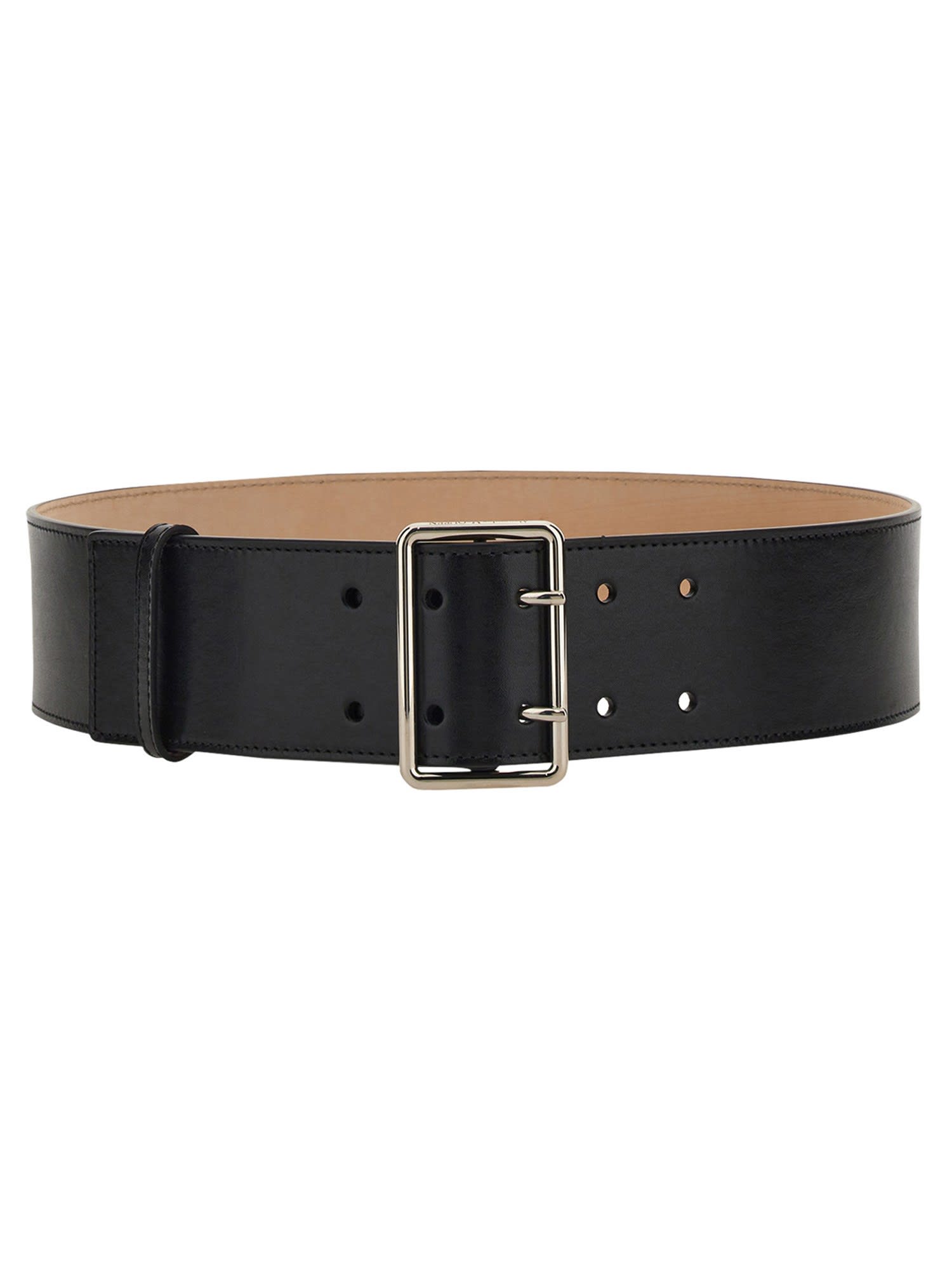 Shop Alexander Mcqueen High Leather Belt In Nero