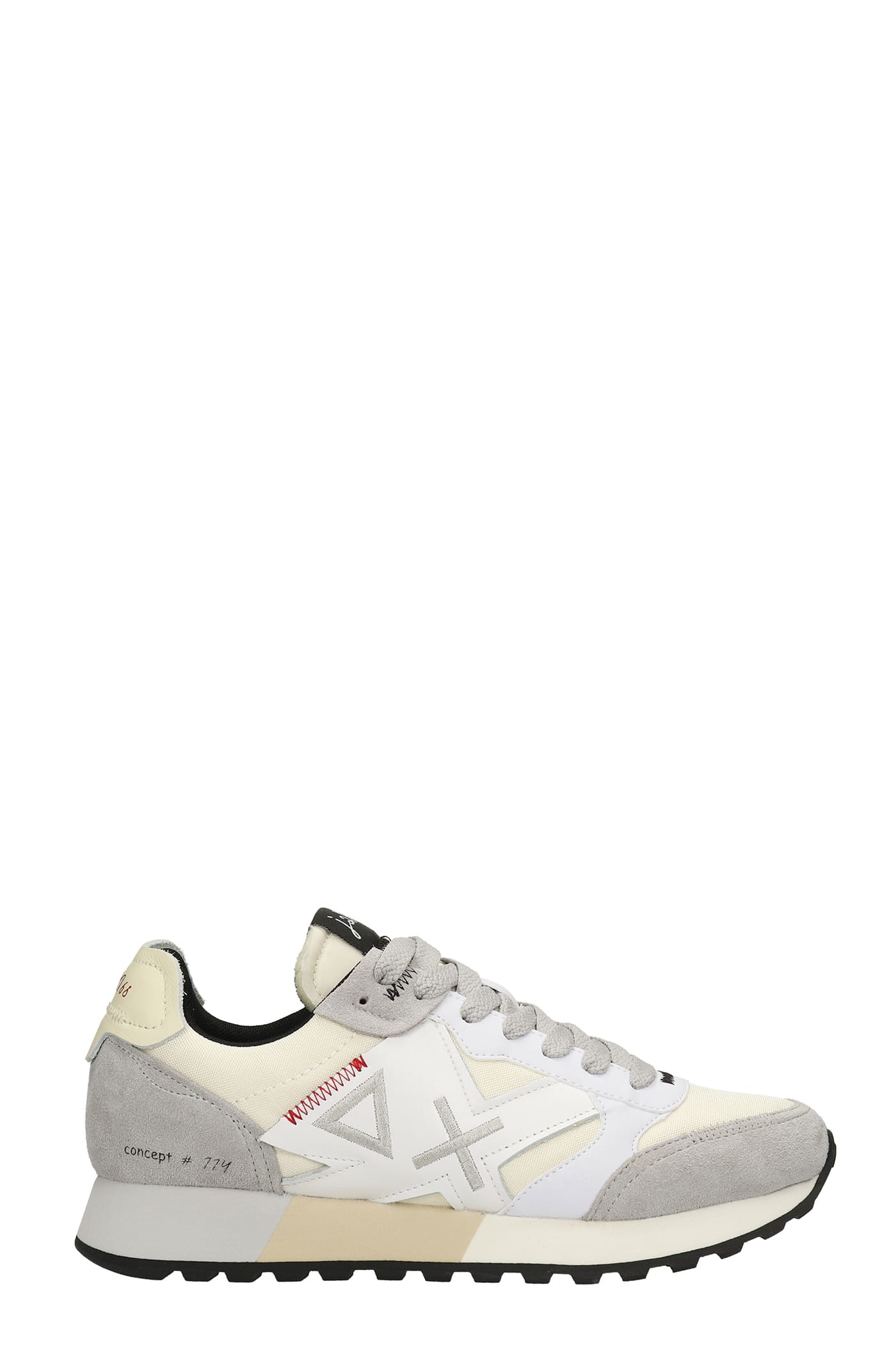 Sun 68 Uncle Jaki Sneakers In White Suede And Fabric