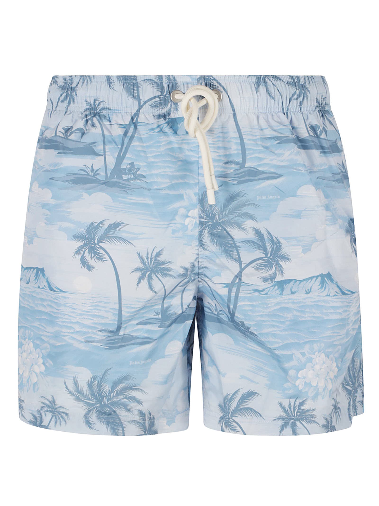 Palm Angels Monogram Swim Shorts In Indigo Blue