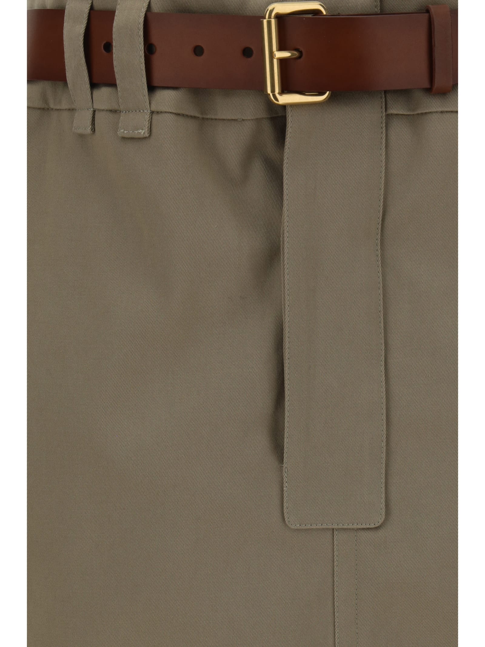Saint Laurent Jupe Saharienne Gabardine De Coton Mercerisee