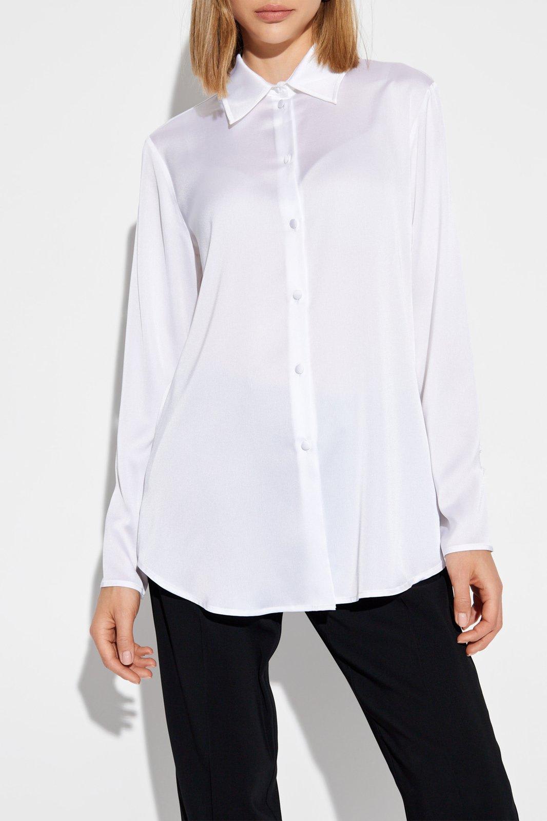 Shop Emporio Armani Satin Shirt In Bianco Caldo