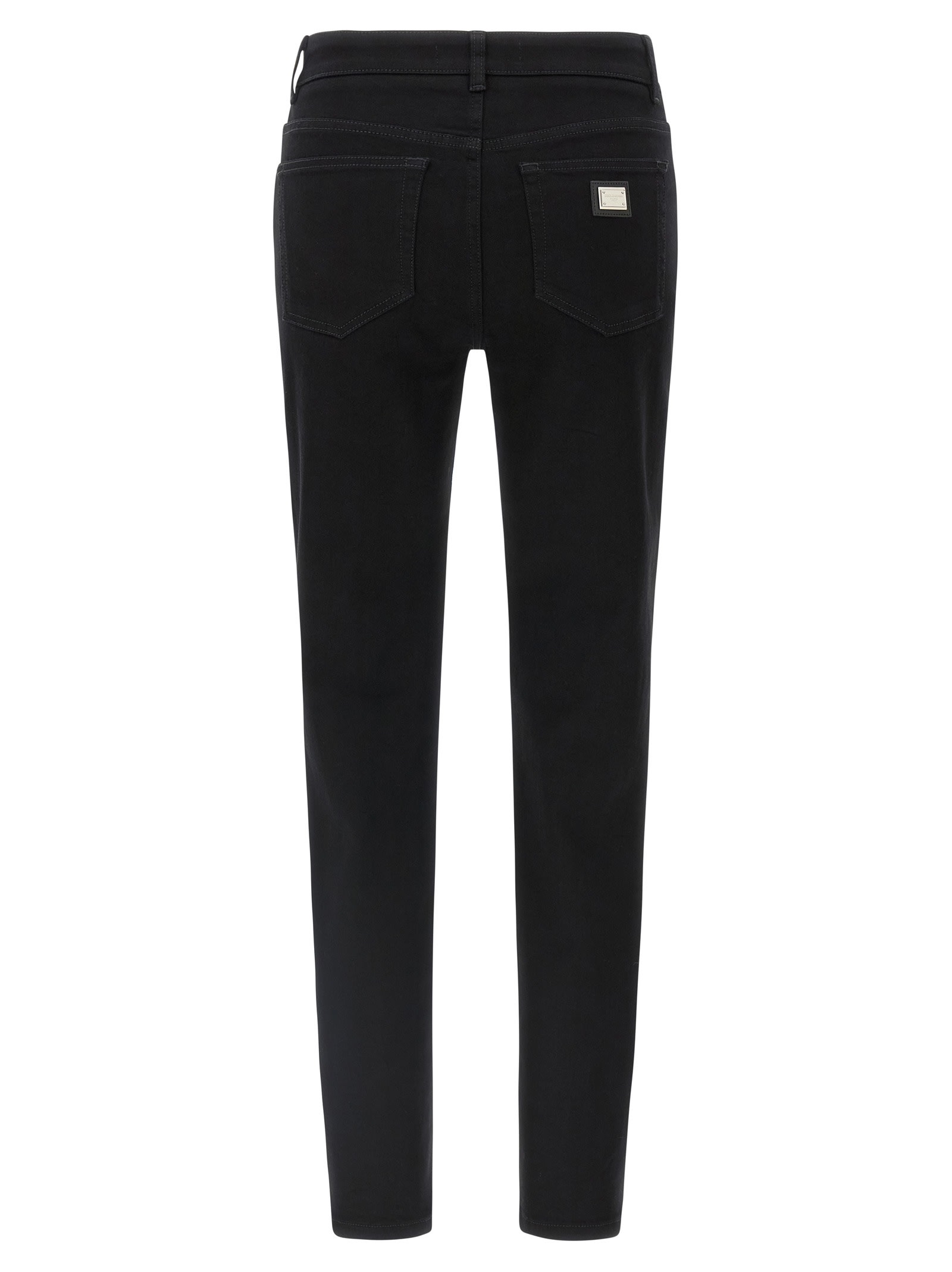 Dolce & Gabbana Slim Fit Stretch Cotton Denim Trousers In Black