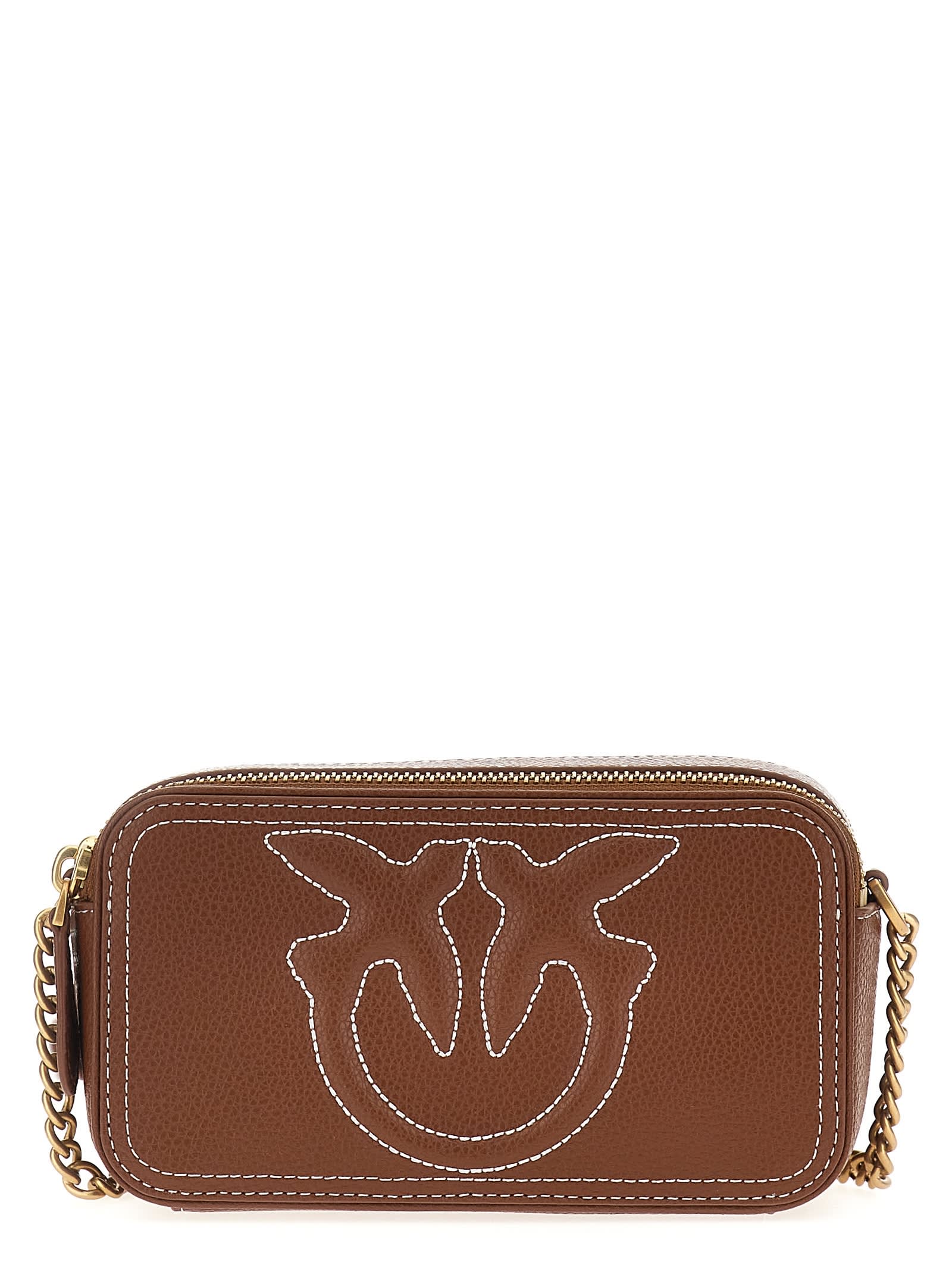 Shop Pinko Carrie Camera Case Crossbody Bag In Brown