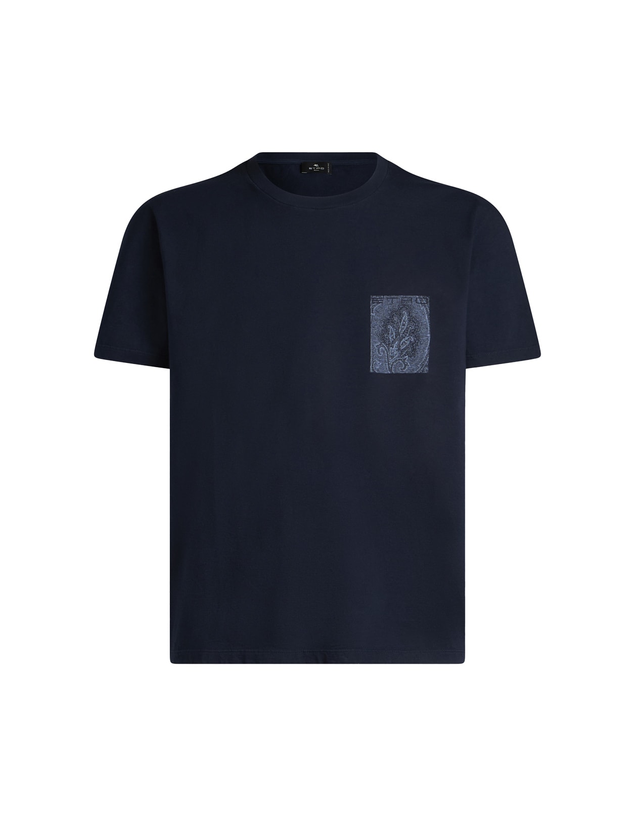 Shop Etro Navy Blue T-shirt With Paisley Patch