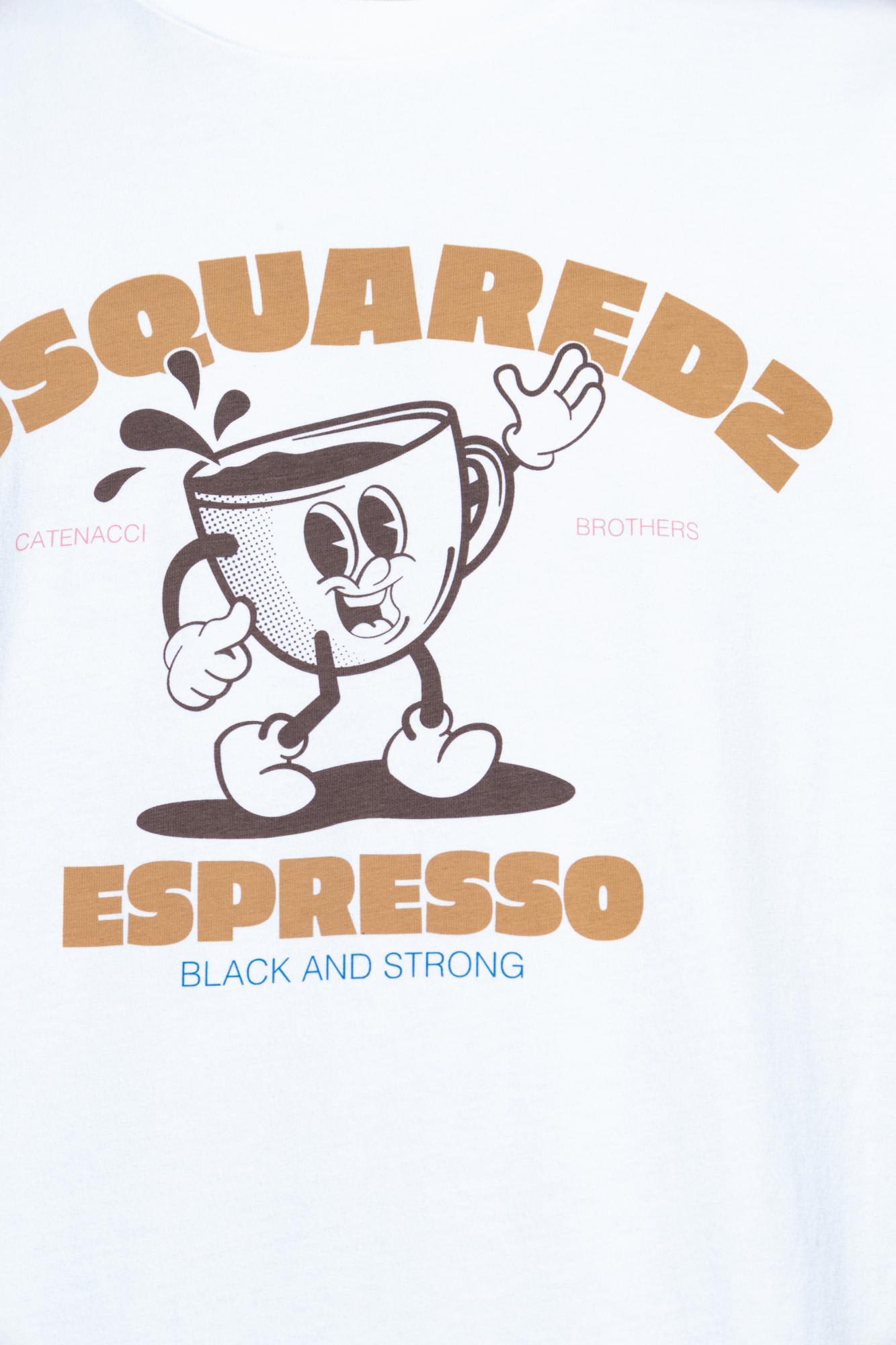 Dsquared2 Playful Graphic Print Cotton T-shirt In White
