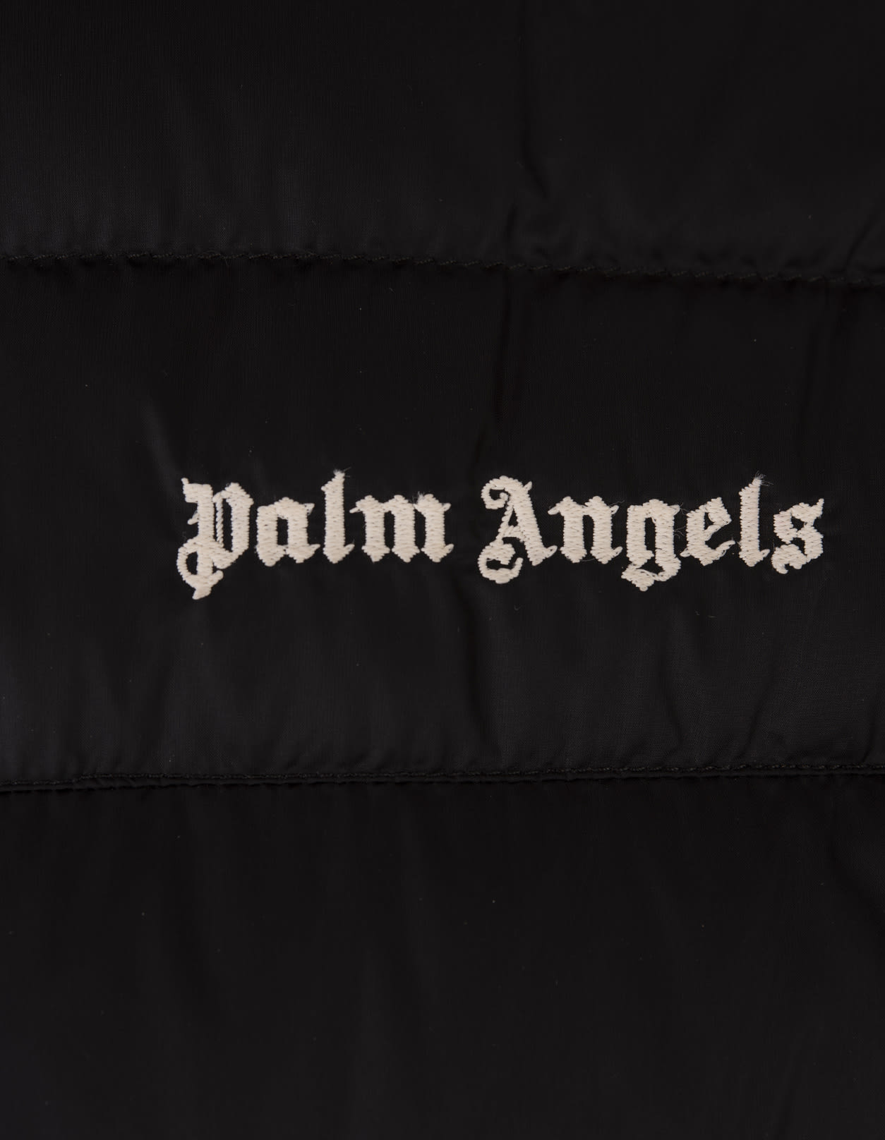 Shop Palm Angels Black Padded Gilet With Logo