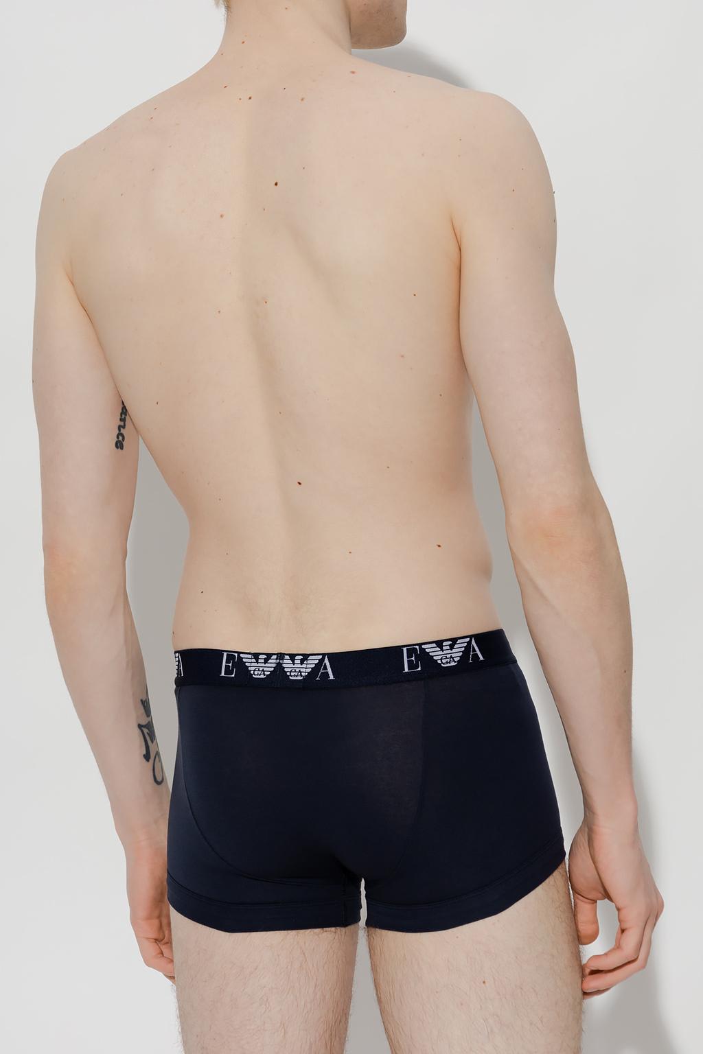 Shop Emporio Armani Branded Boxers Two-pack In Blue