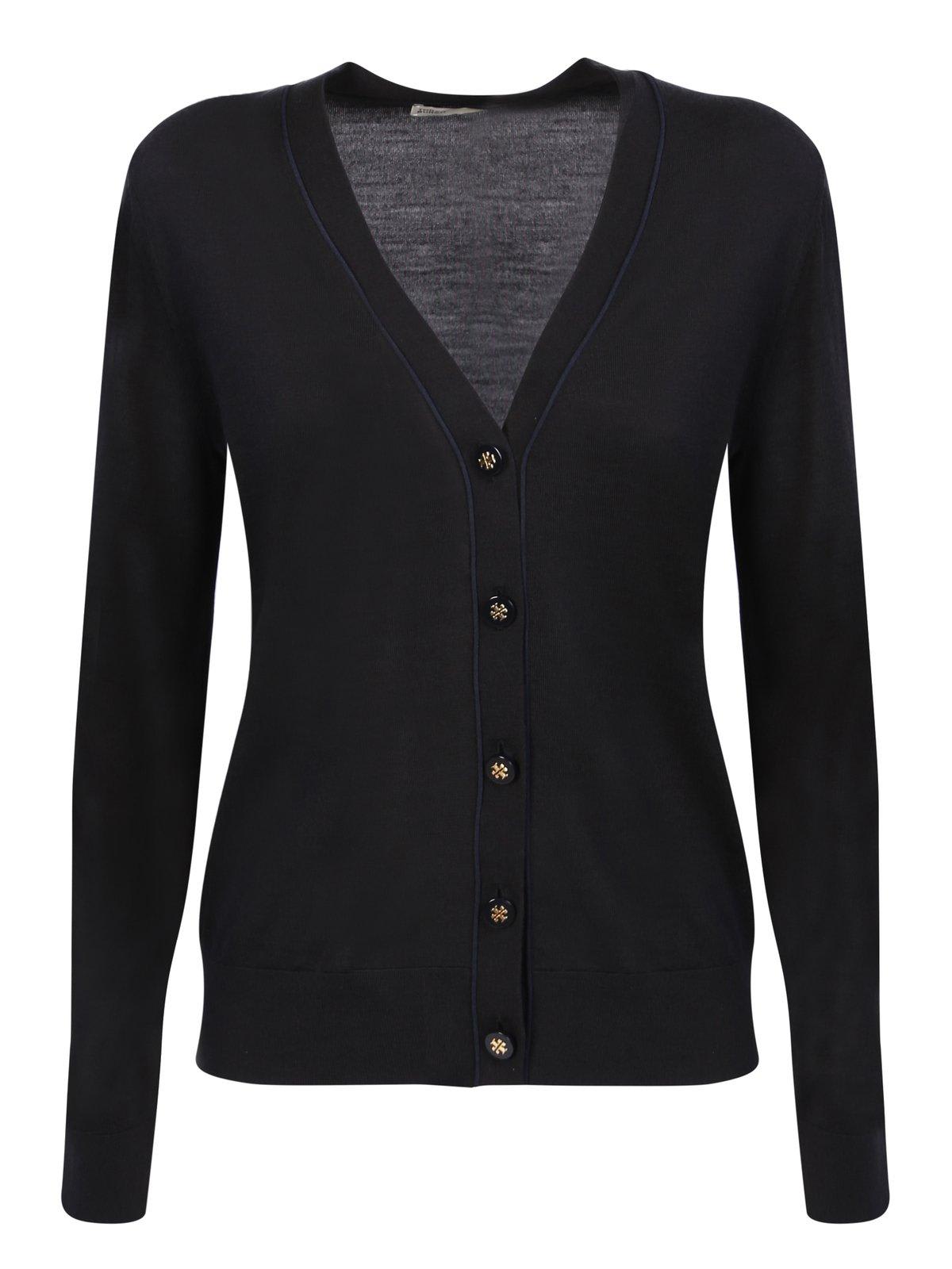 Shop Tory Burch Button-up Cardigan In Black