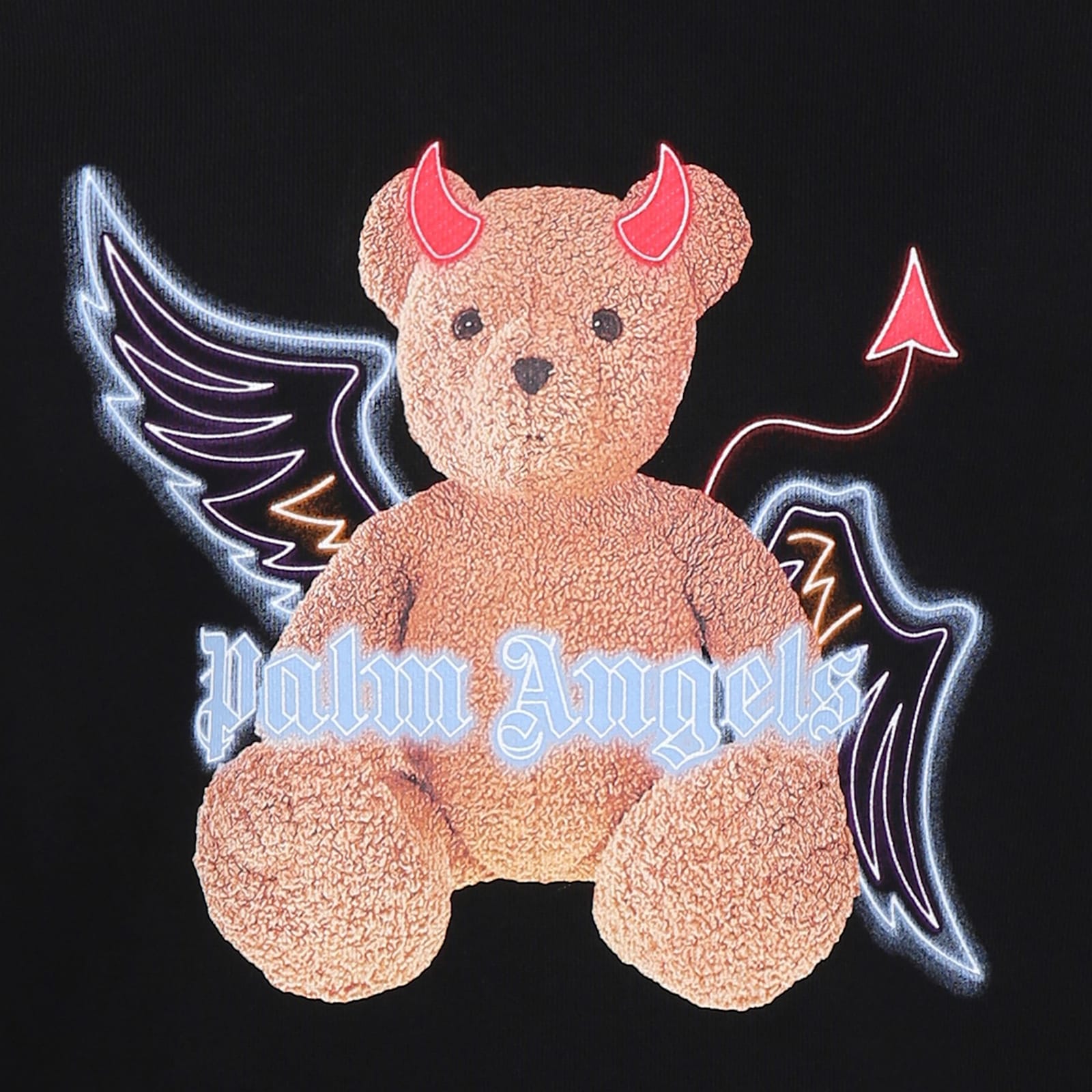 Palm Angels Black Sweatshirt For Boy With Bear In Black