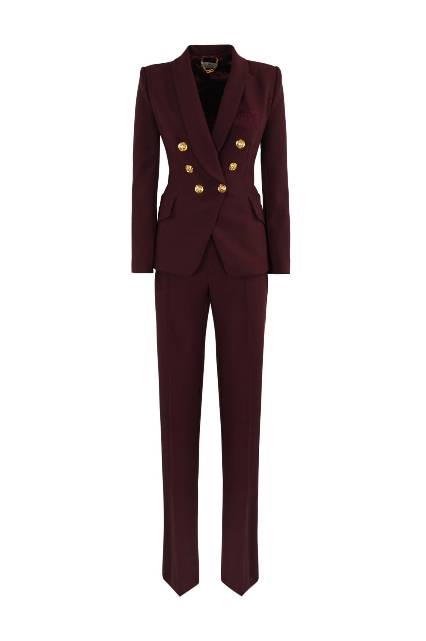 Shop Elisabetta Franchi Double Stretch Crepe Suit In Rouge Noir