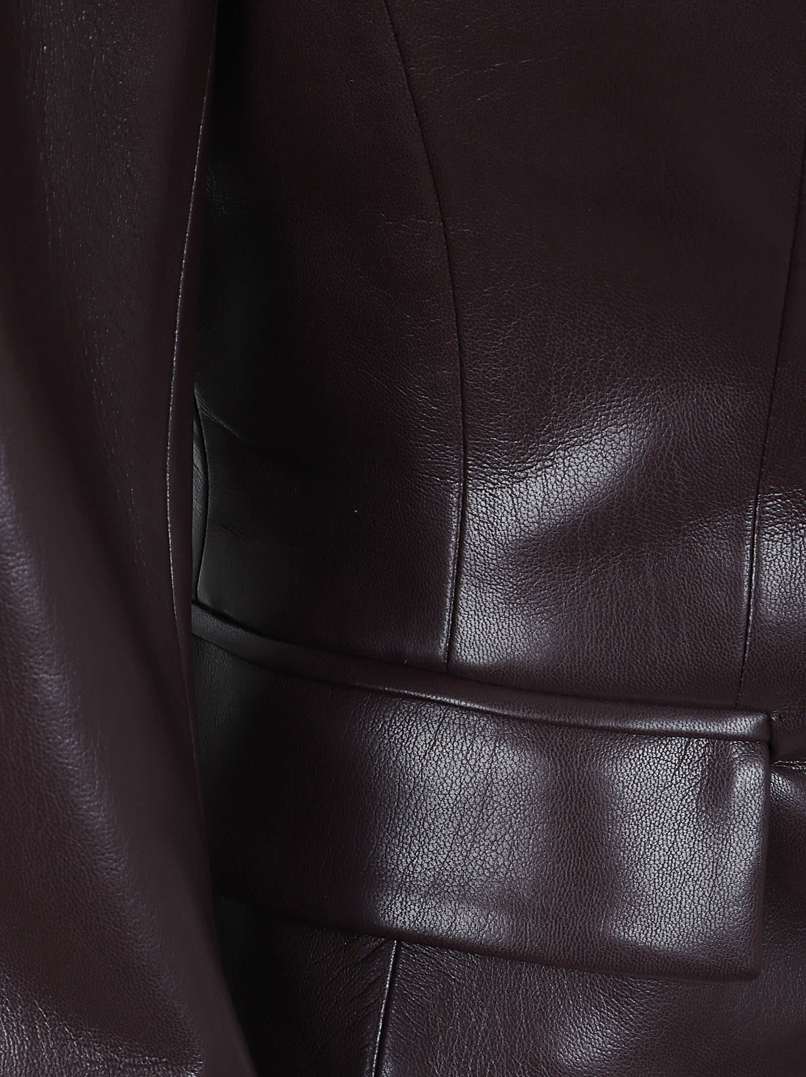 The Andamane Cropped Vegan Leather Blazer In Brown