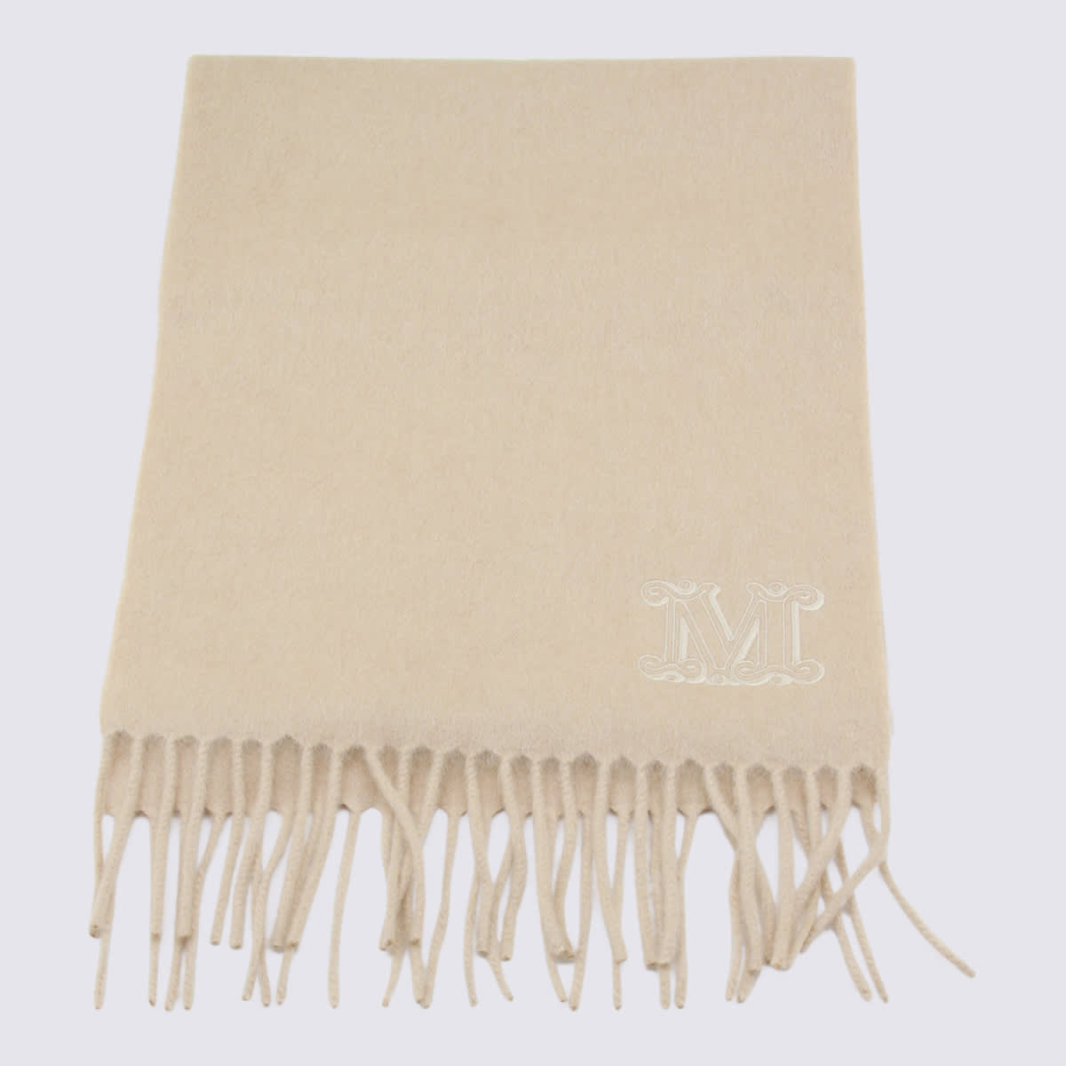 Max Mara Cream Wool Wkclara Scarf In Gold