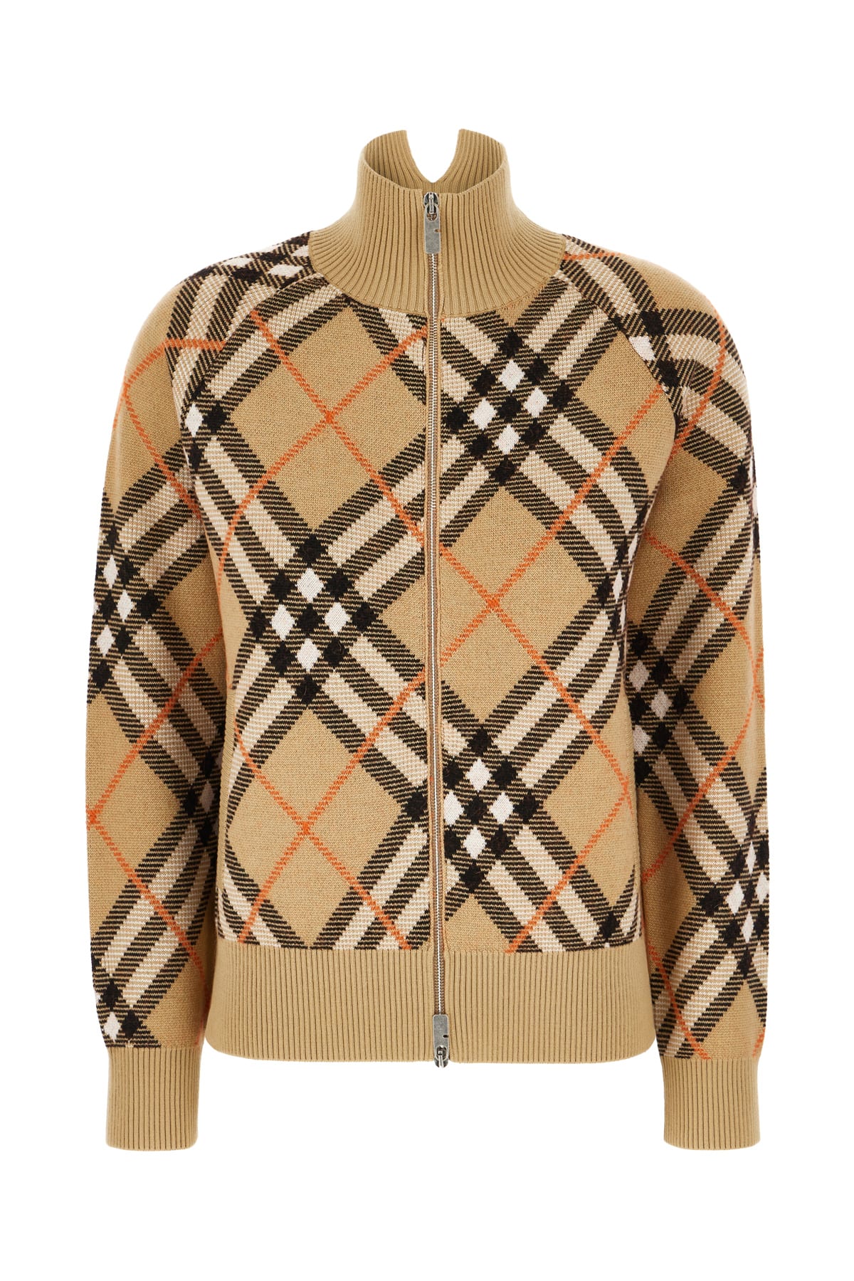 Burberry Embroidered Wool Blend Cardigan In Sand Ip Check