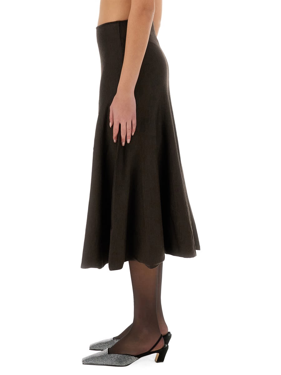 Khaite Mayu Fine Wool Blend Knit Midi Skirt In Black
