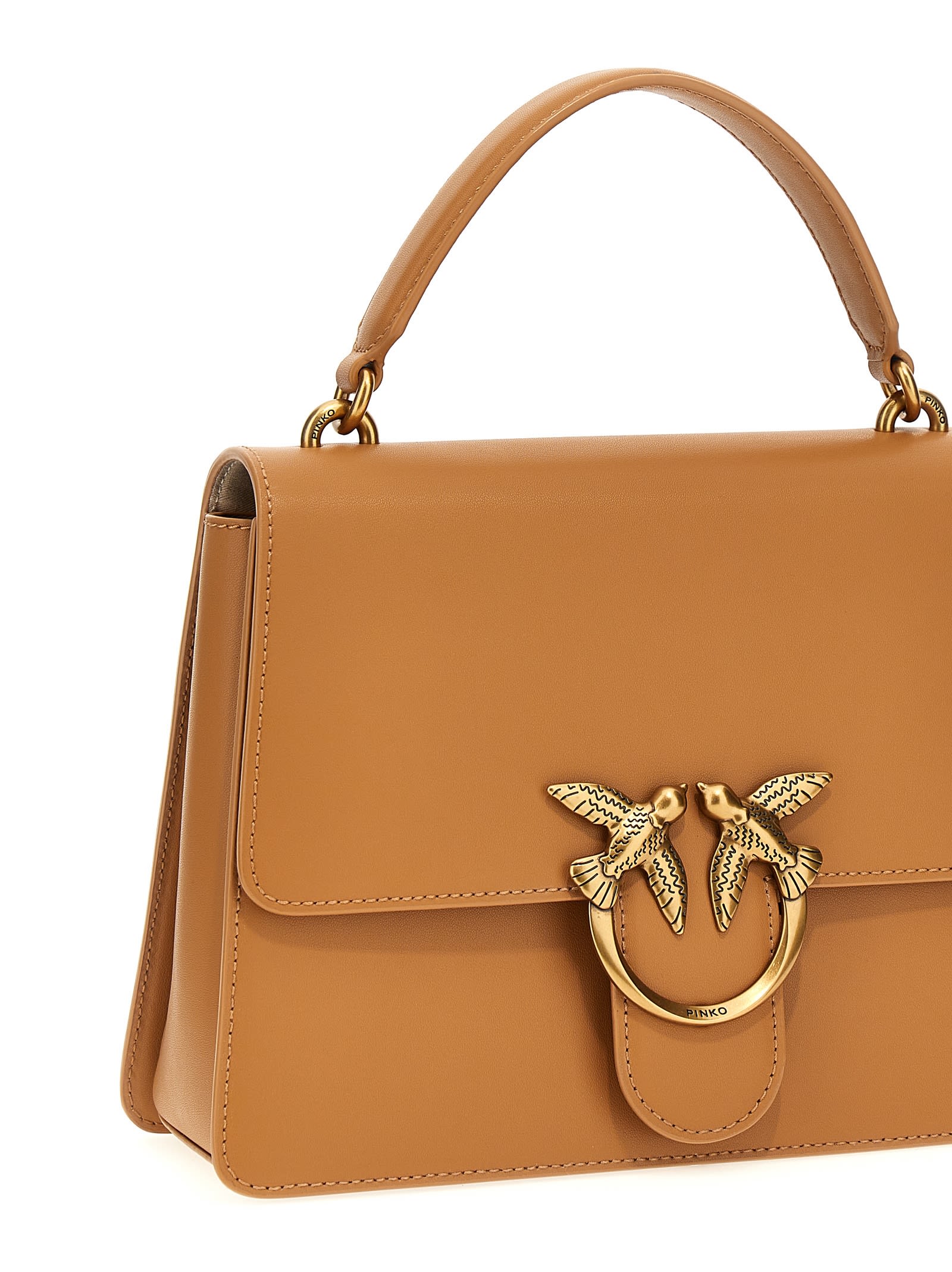 Pinko Love One Top Handle Mini Handbag In Beige