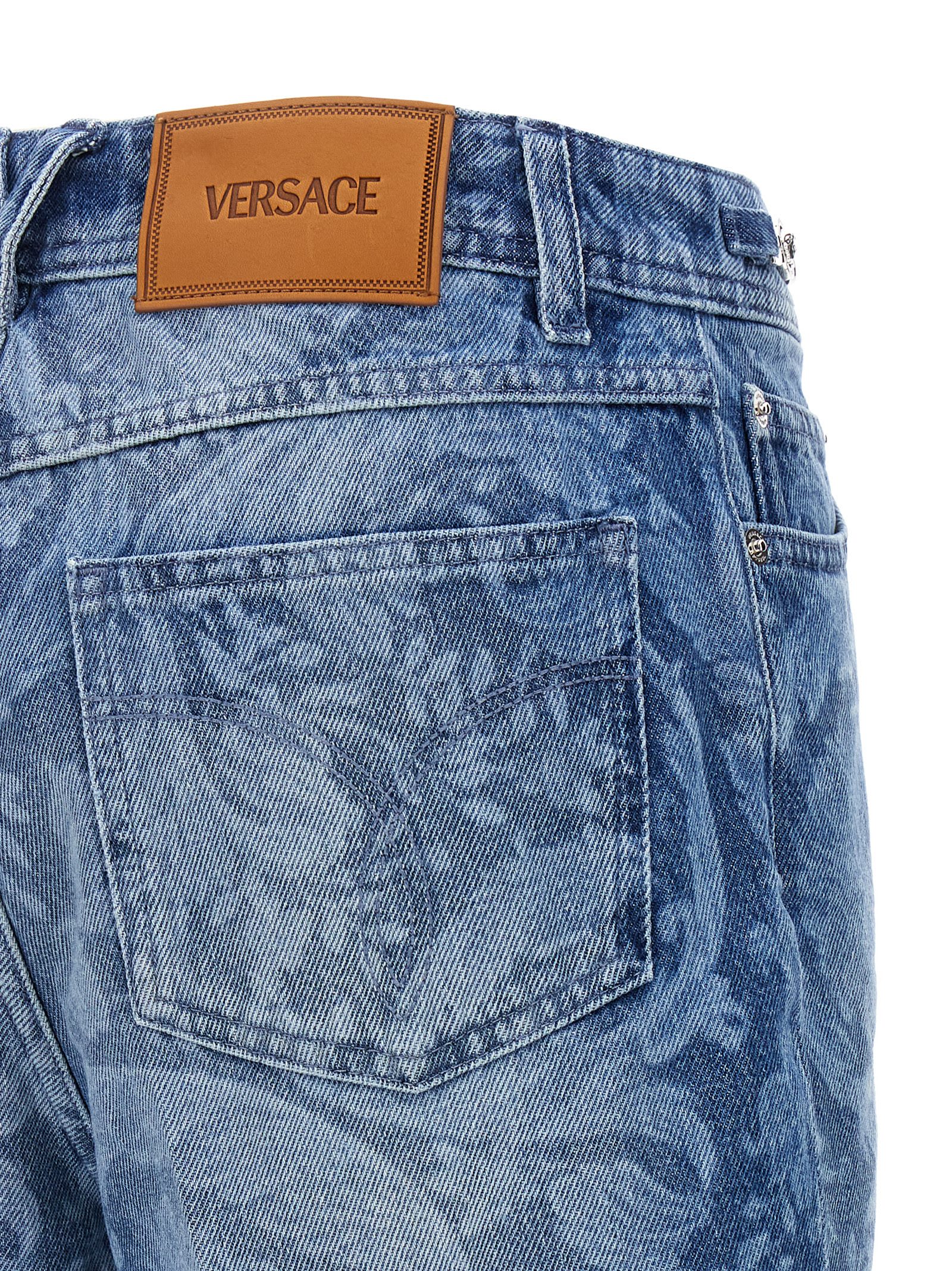 Shop Versace Barocco Shorts In Blue