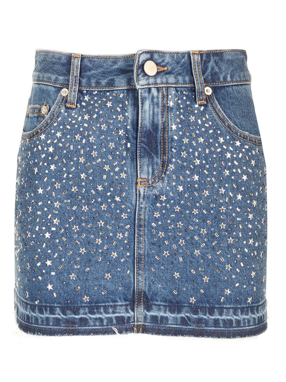 Embellished Denim Skirt