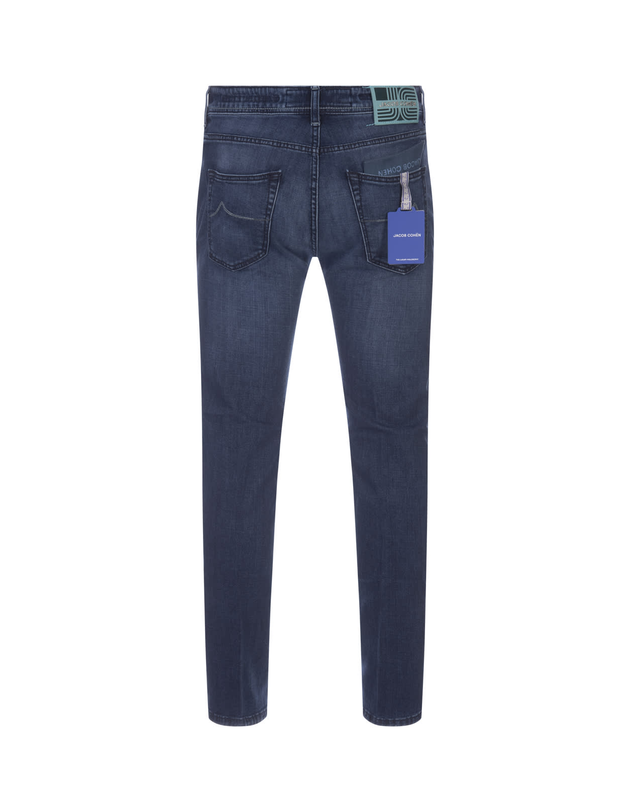 Shop Jacob Cohen Scott Cropped Jeans In Dark Blue Stretch Denim