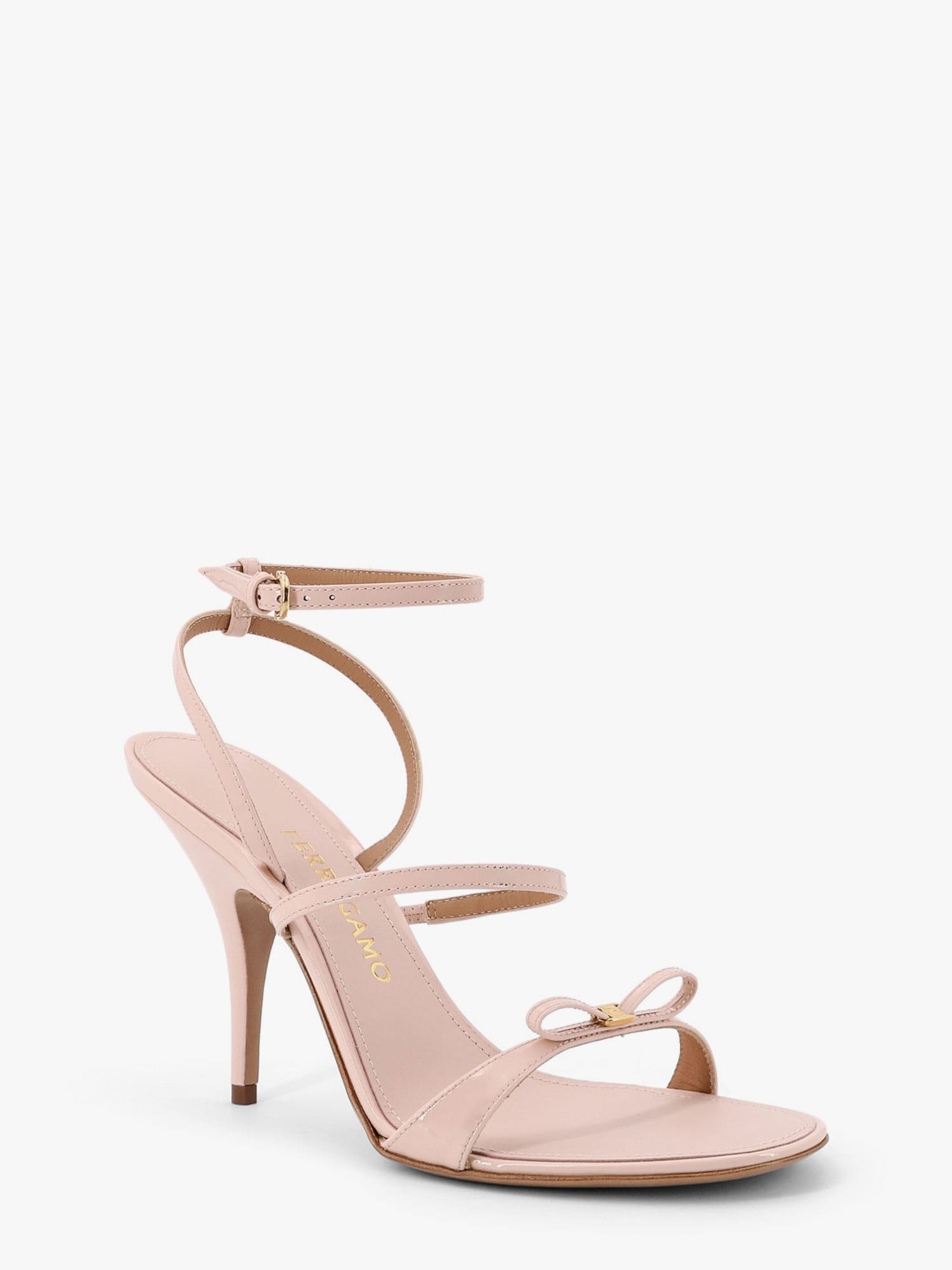 Ferragamo Ariel 95 Patent Leather Sandals In Pink