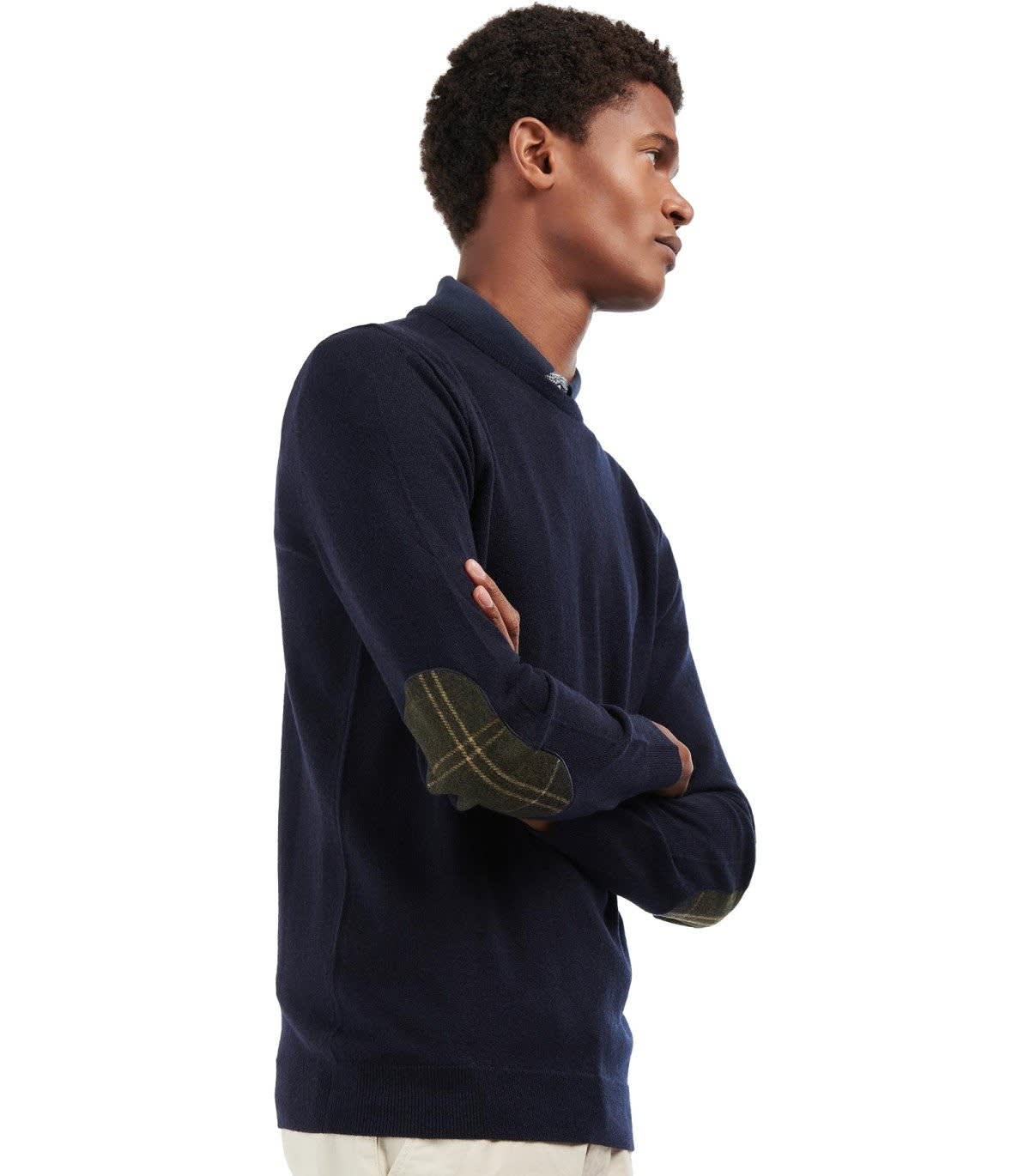 Shop Barbour Harrow Wool And Cashmere Sweater In Navy