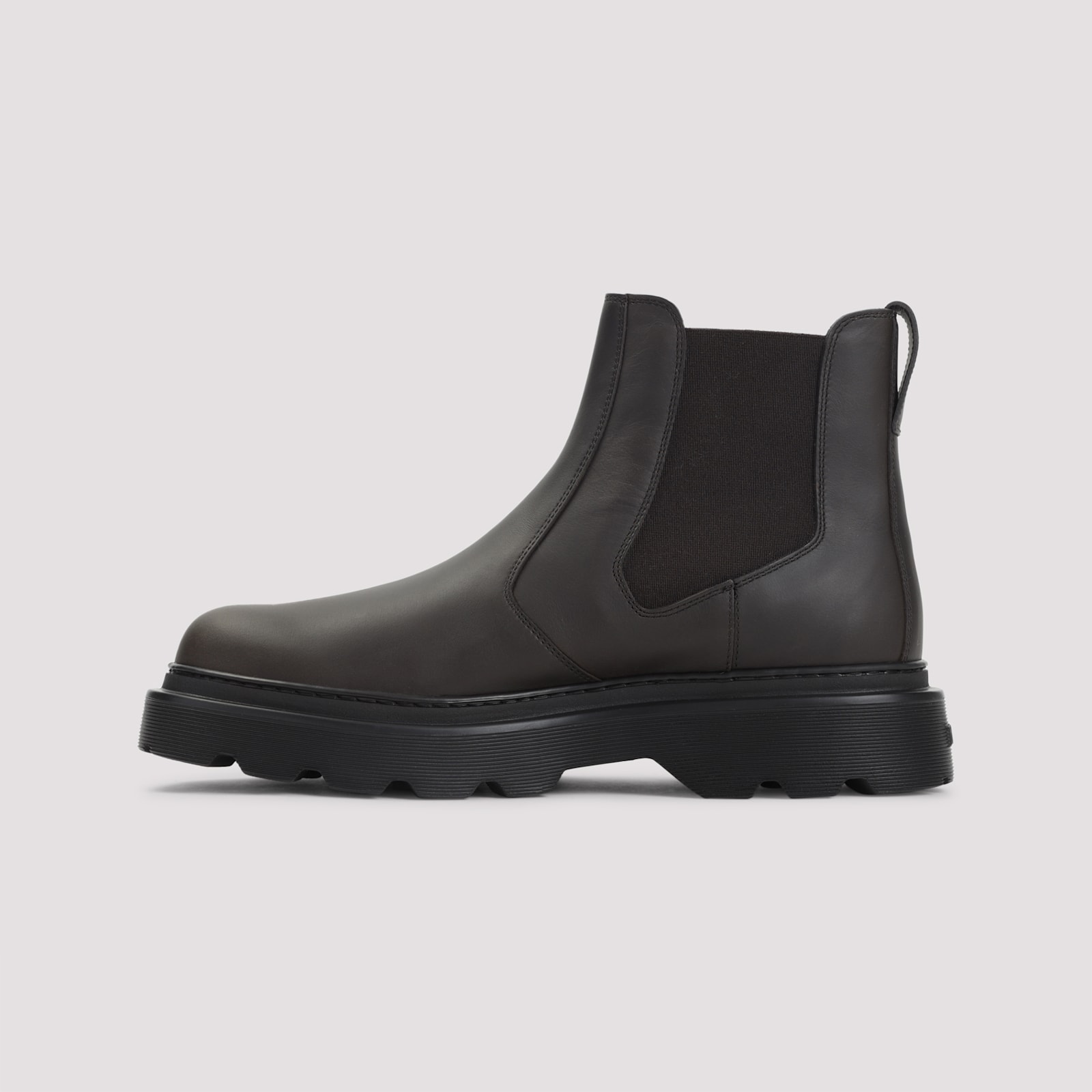 Tod's Dark Brown Leather Ankle Boots In Black