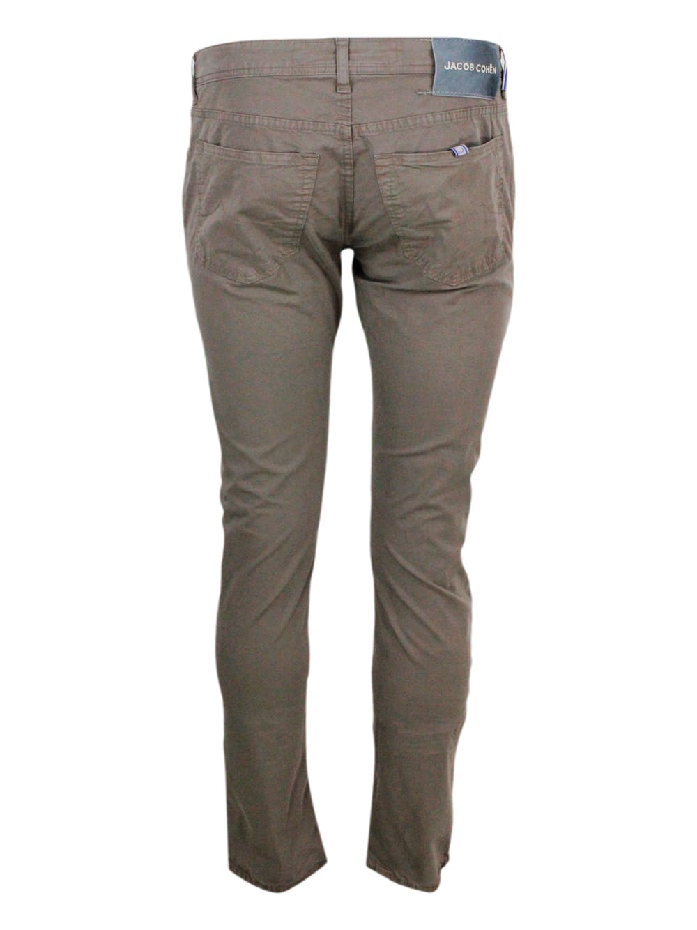 Shop Jacob Cohen Bard J688 Luxury Edition Trousers In Soft Stretch Cotton With 5 Pockets With Closure Buttons And Lac In Taupe