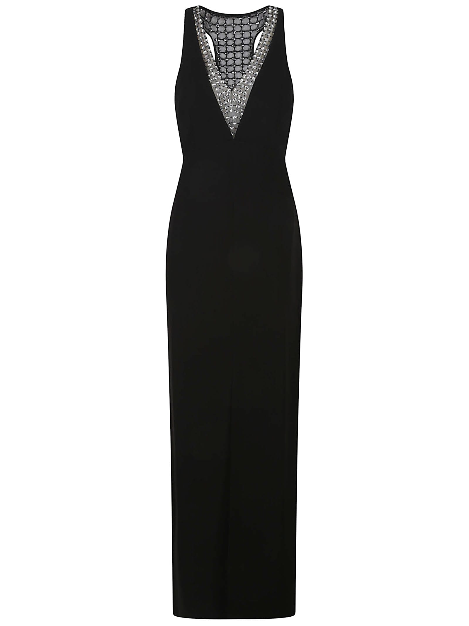 Max Mara Sophisticated Evening Dress With Deep V-neckline And Embellished Back