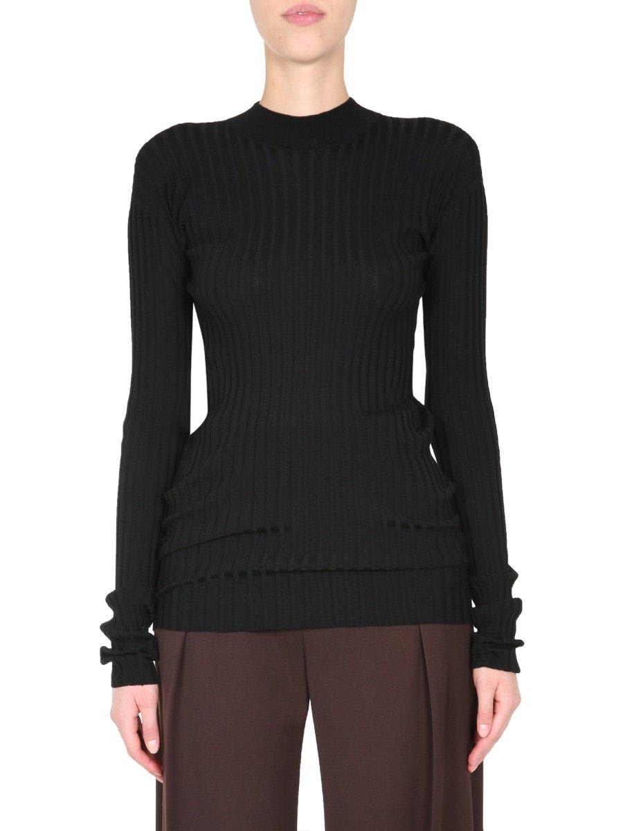 Shop Bottega Veneta Ribbed Knit Sweater In Black